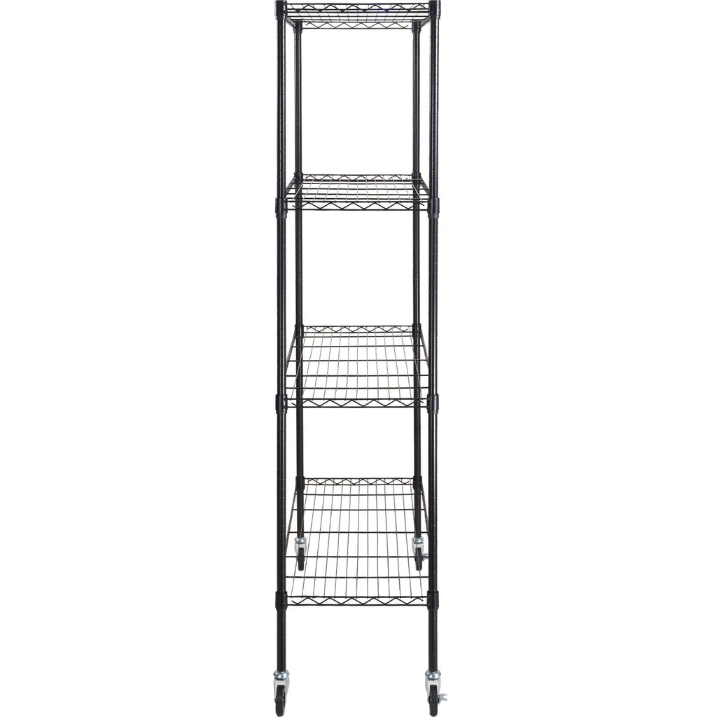 Storage Shelving Unit with Wheels, 4-Tier Adjustable, 700 lbs Capacity, Heavy Duty Garage Shelves Metal Organizer Wire Rack, Black, 47.2" L x 17.7" W x 74" H for Kitchen Pantry Basement Bathroom