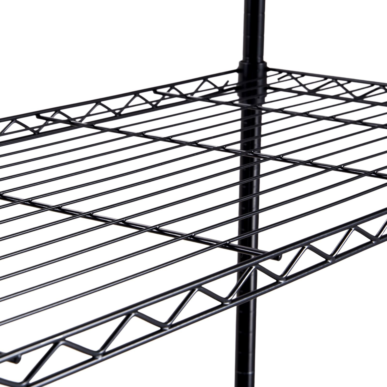 Storage Shelving Unit with Wheels, 4-Tier Adjustable, 700 lbs Capacity, Heavy Duty Garage Shelves Metal Organizer Wire Rack, Black, 47.2" L x 17.7" W x 74" H for Kitchen Pantry Basement Bathroom