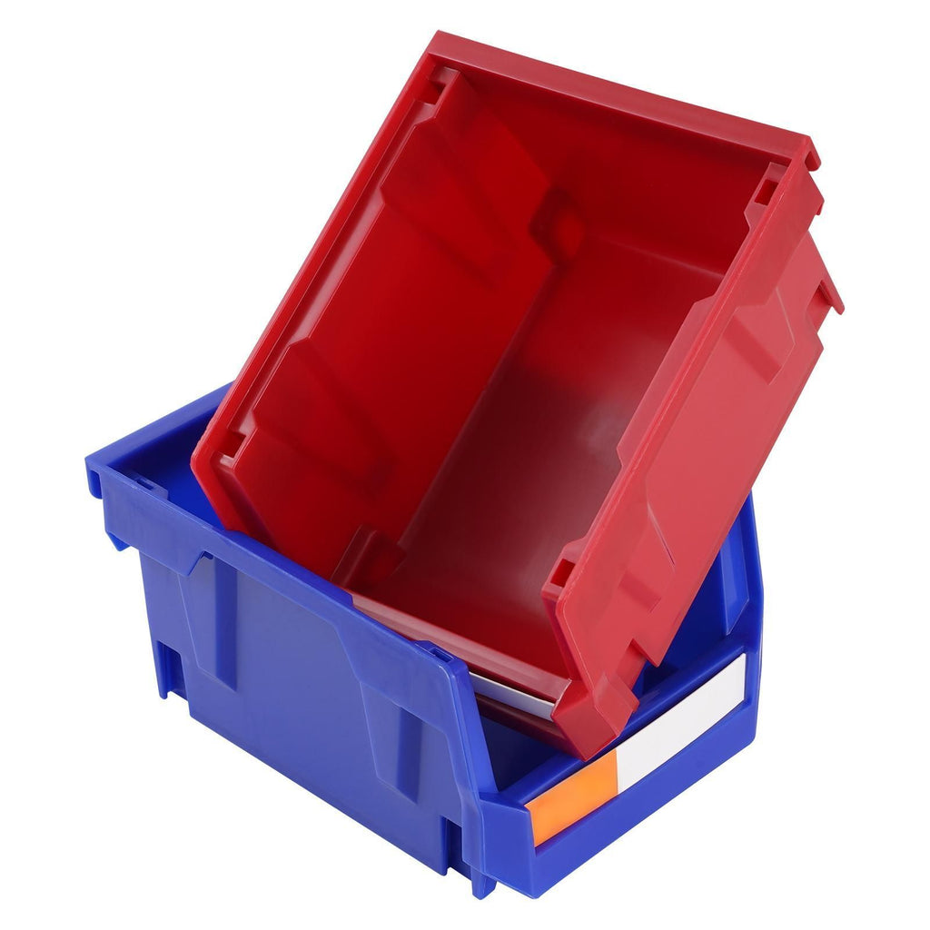 Plastic Storage Bin, (5-Inch x 4-Inch x 3-Inch), Hanging Stackable Storage Organizer Bin, Blue/Red, 24-Pack, Heavy Duty Stacking Containers for Closet, Kitchen, Office, or Pantry Organization