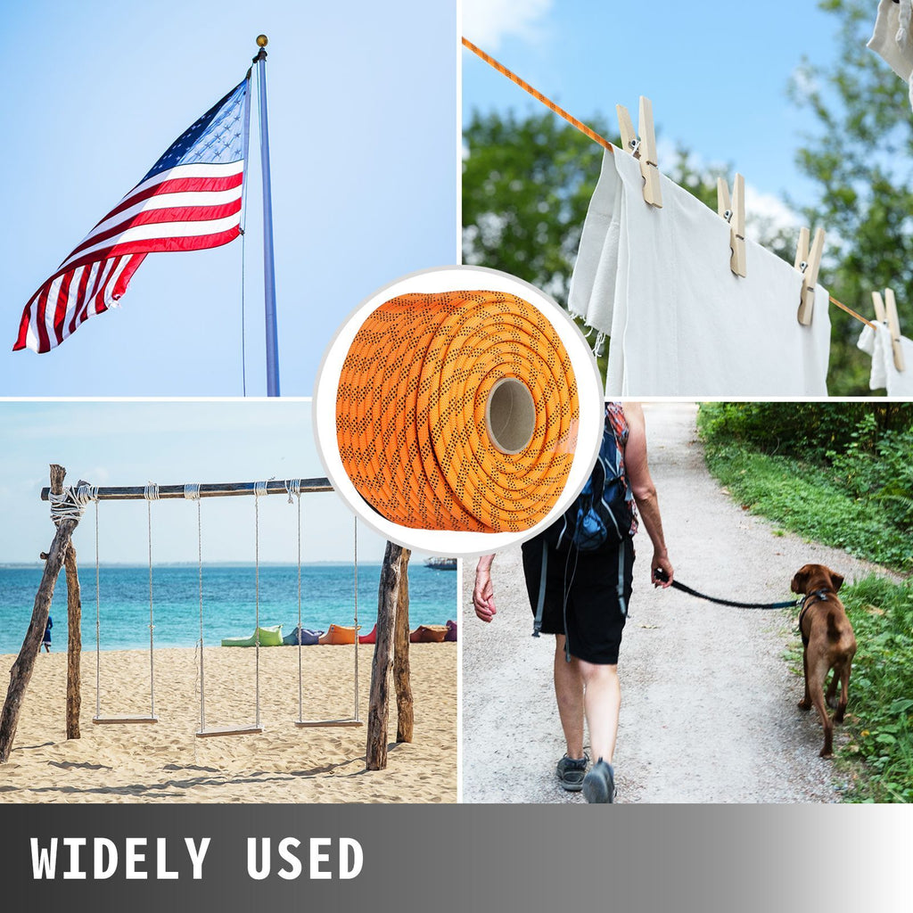 Polyester Rope 9/16" x 200', Load and Pulling Rope, 8600lbs Breaking Strength(Not suitable for rocking climbing, mountain climbing, hanging people, etc.)