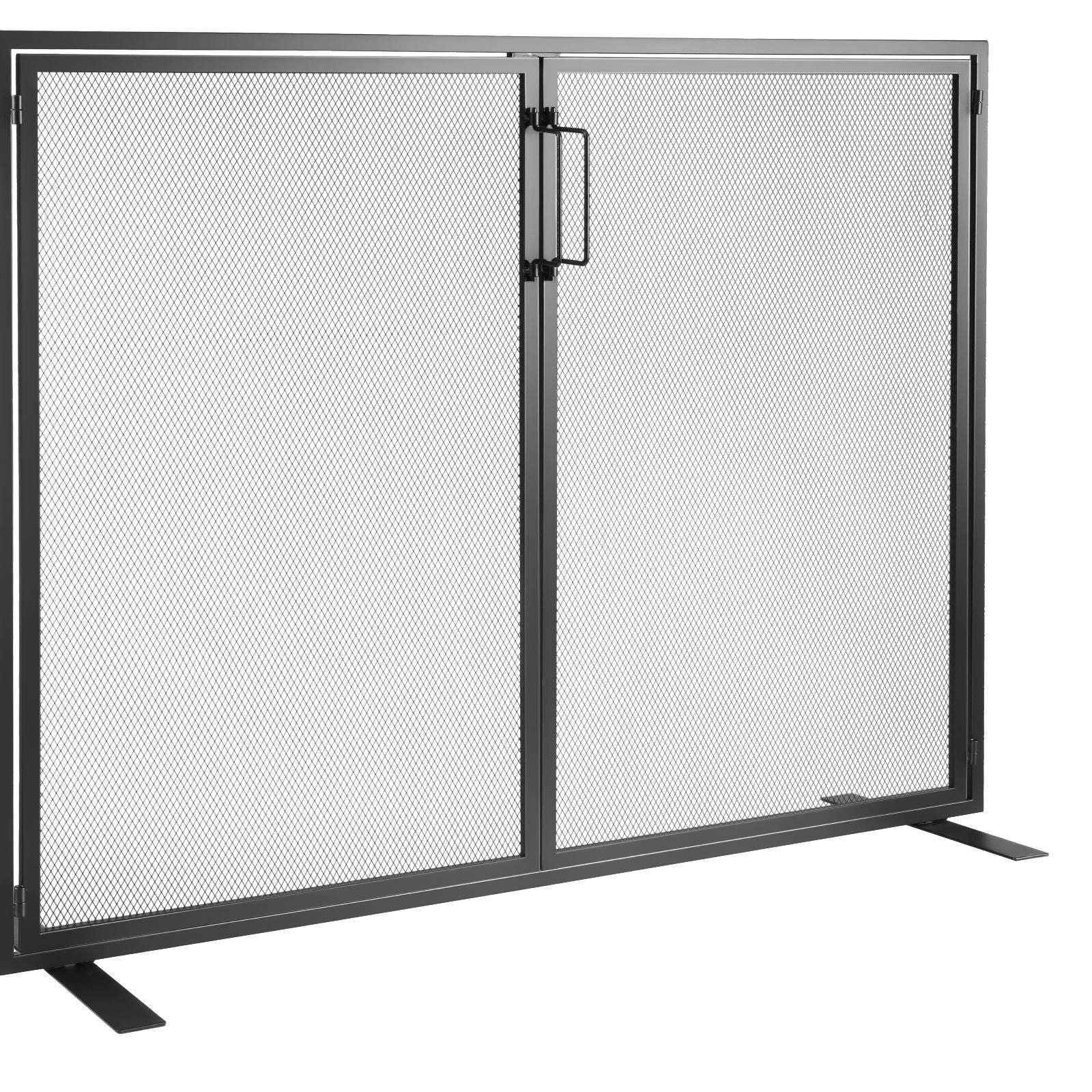Fireplace Screen 1 Panel with Door, Sturdy Iron Mesh Fireplace Screen, 38.98"(L) x30.7"(H) Spark Guard Cover, Simple Installation, Free Standing Fire Fence Grate for Living Room Home Decor Moder