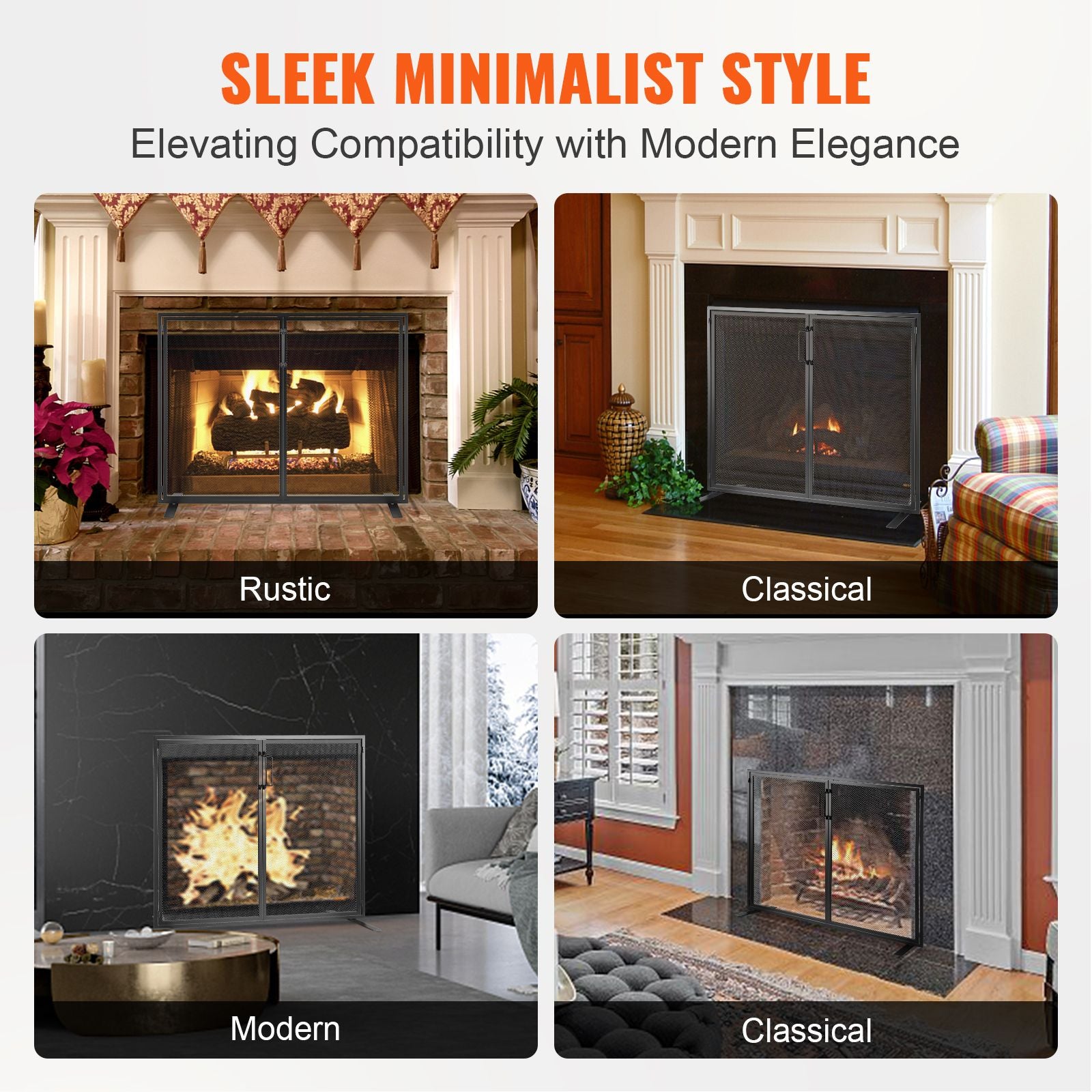Fireplace Screen 1 Panel with Door, Sturdy Iron Mesh Fireplace Screen, 38.98"(L) x30.7"(H) Spark Guard Cover, Simple Installation, Free Standing Fire Fence Grate for Living Room Home Decor Moder