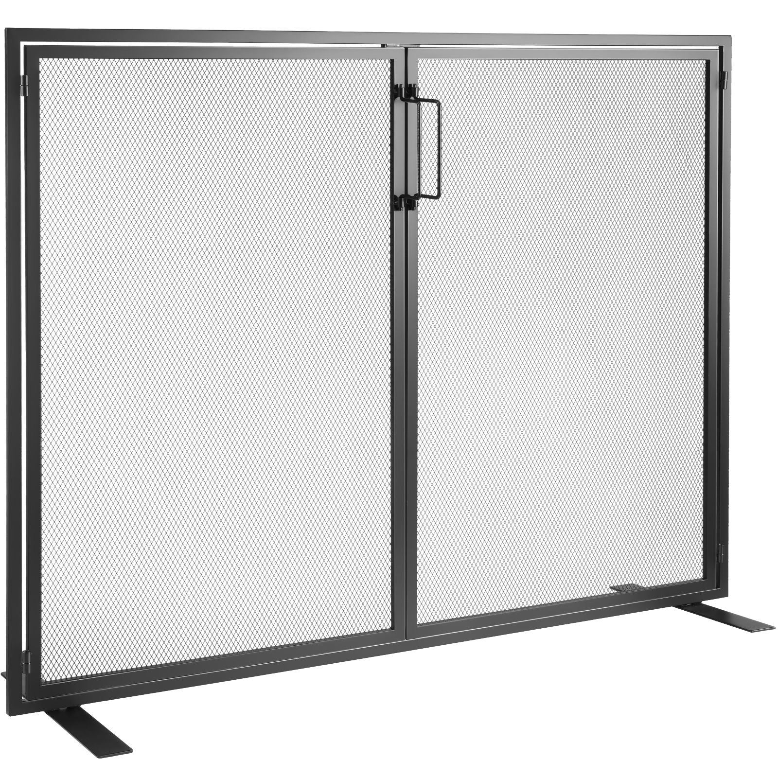 Fireplace Screen 1 Panel with Door, Sturdy Iron Mesh Fireplace Screen, 38.98"(L) x30.7"(H) Spark Guard Cover, Simple Installation, Free Standing Fire Fence Grate for Living Room Home Decor Moder