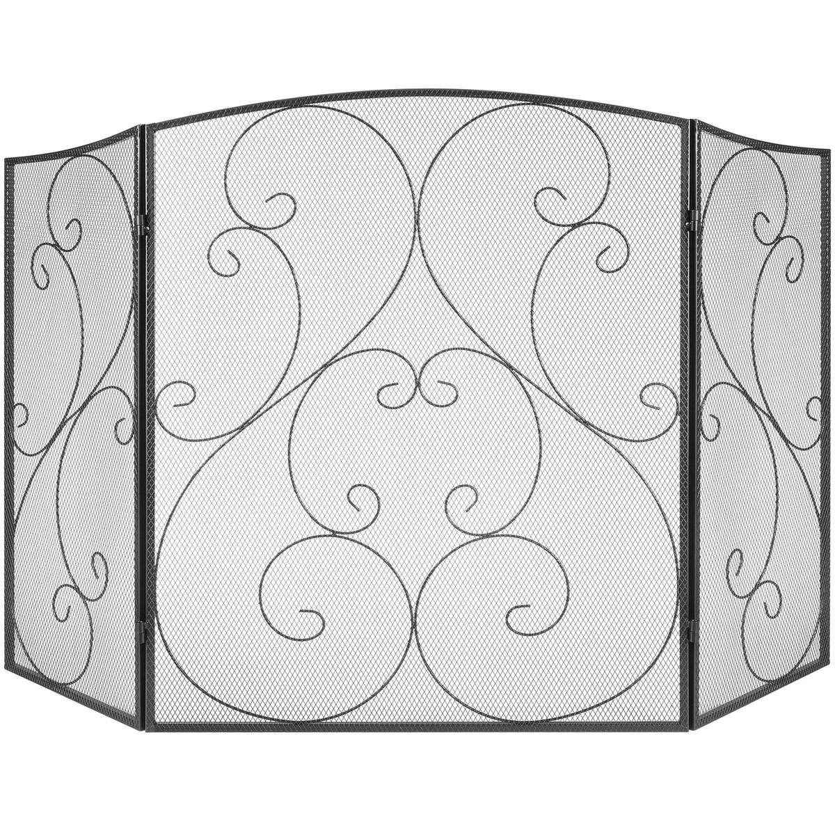 Fireplace Screen 3 Panel, Sturdy Iron Mesh Fireplace Screen, 48"(L) x30.2"(H) Spark Guard Cover, No Assembly Required, Free