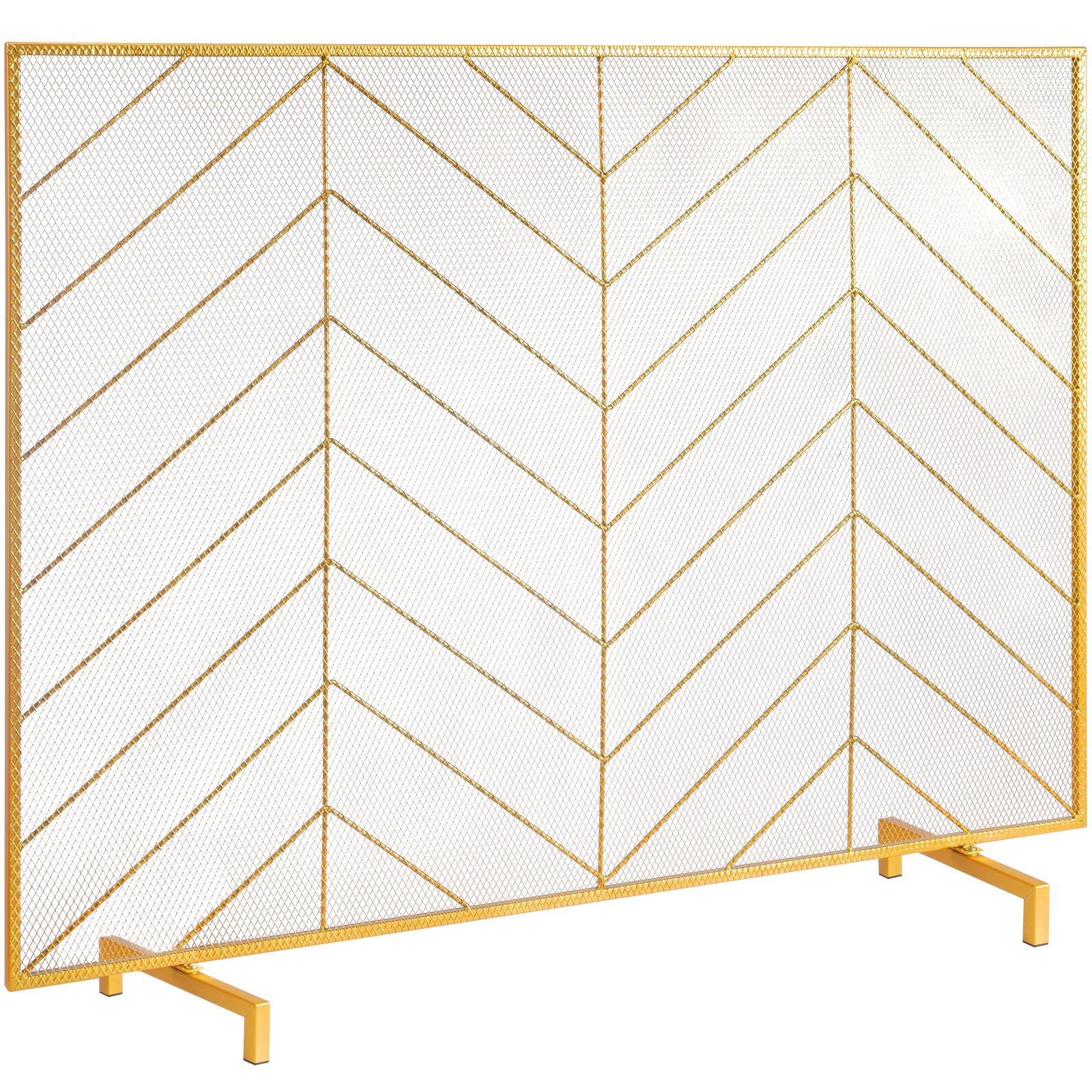 Fireplace Screen Single Panel, Sturdy Iron Mesh Fireplace Screen, 38.6"(L) x29.8"(H) Spark Guard Cover, Simple Installation, Free Standing Fire Fence Grate for Living Room Home Decor Modern
