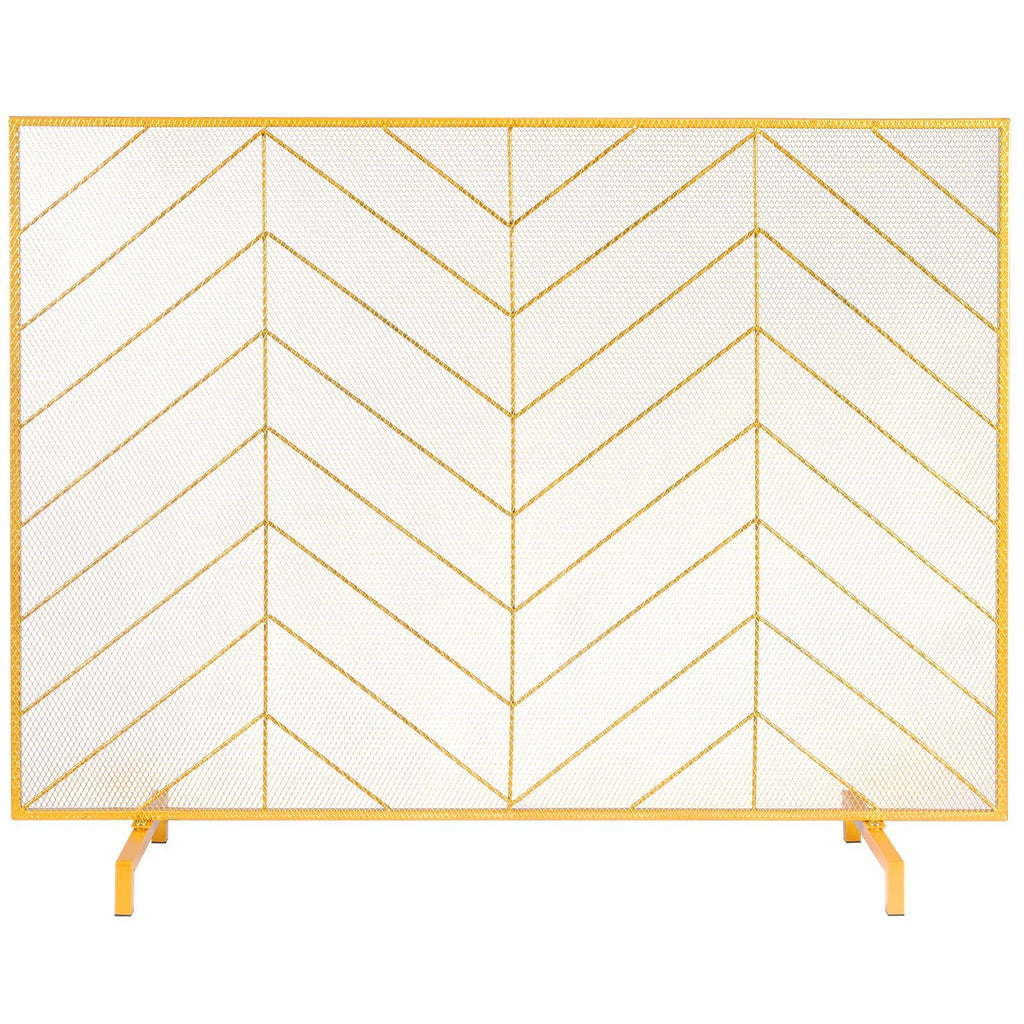 Fireplace Screen Single Panel, Sturdy Iron Mesh Fireplace Screen, 38.6"(L) x29.8"(H) Spark Guard Cover, Simple Installation, Free Standing Fire Fence Grate for Living Room Home Decor Modern