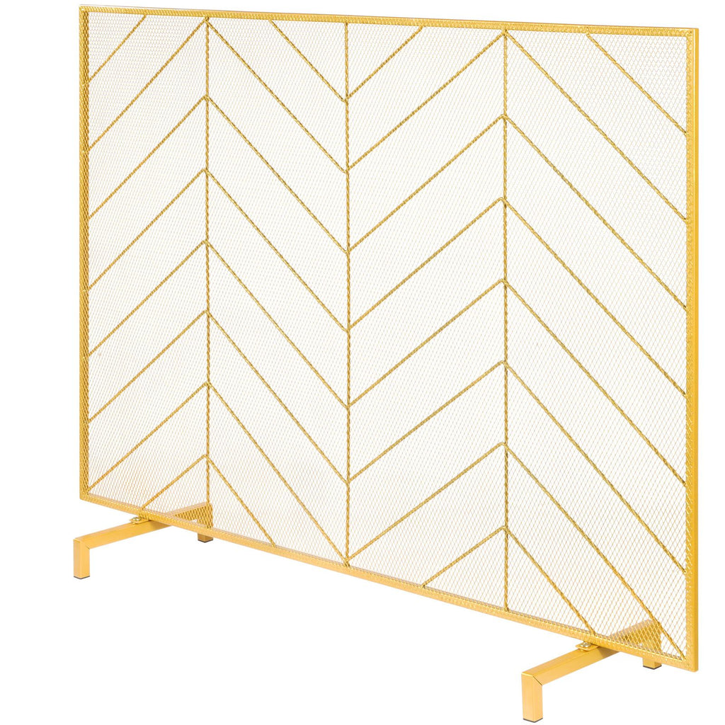 Fireplace Screen Single Panel, Sturdy Iron Mesh Fireplace Screen, 38.6"(L) x29.8"(H) Spark Guard Cover, Simple Installation, Free Standing Fire Fence Grate for Living Room Home Decor Modern