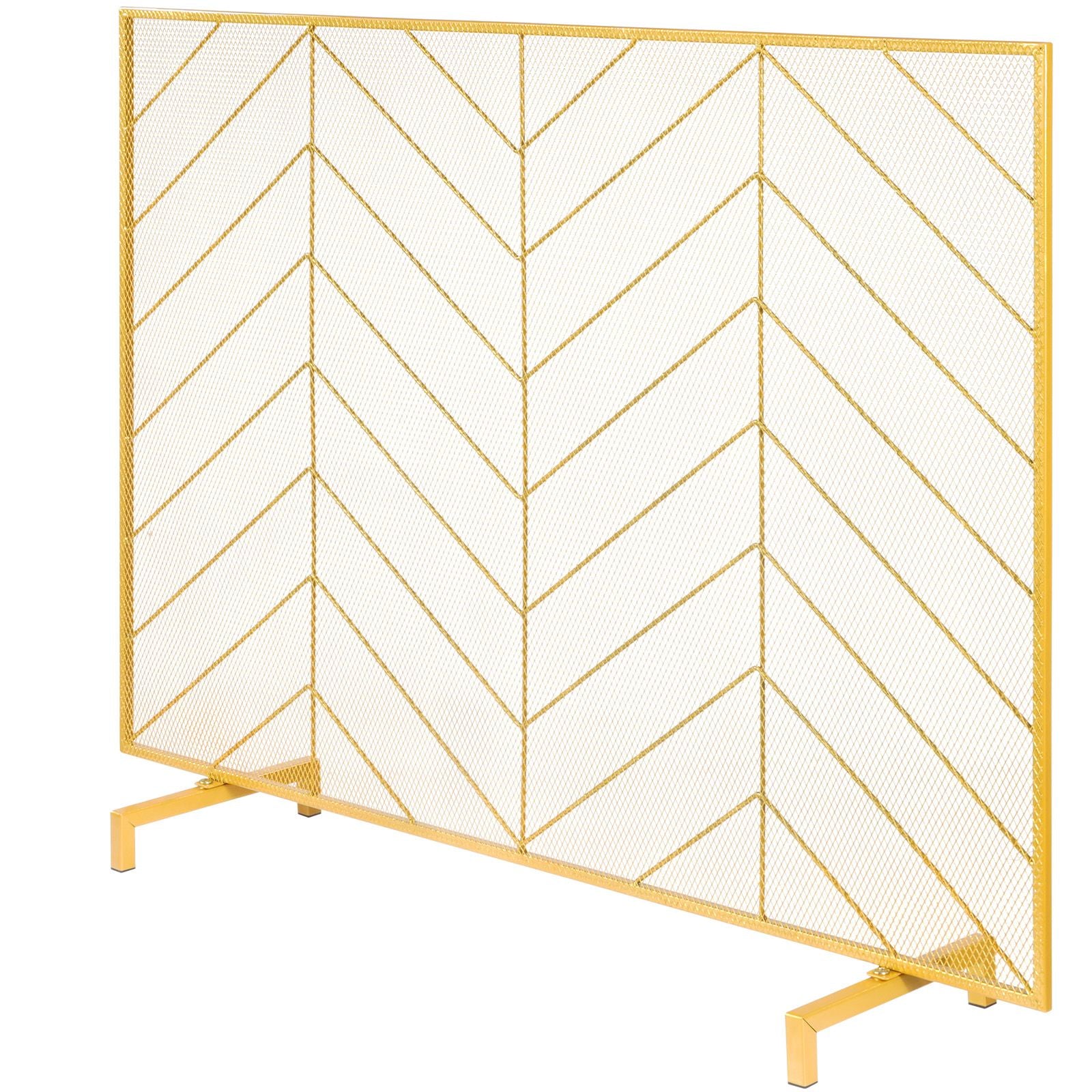 Fireplace Screen Single Panel, Sturdy Iron Mesh Fireplace Screen, 38.6"(L) x29.8"(H) Spark Guard Cover, Simple Installation, Free Standing Fire Fence Grate for Living Room Home Decor Modern