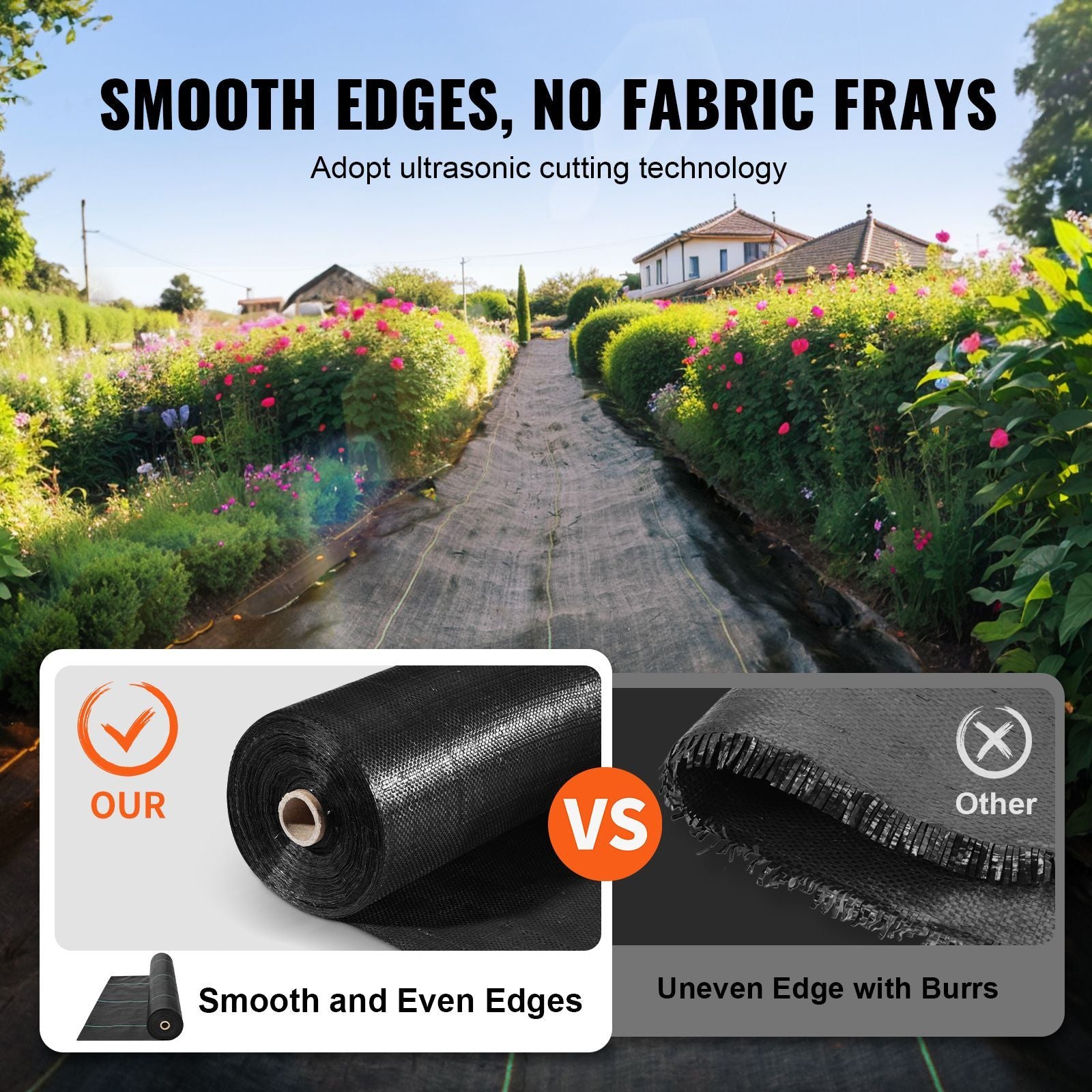 Weed Barrier Landscape Fabric, 6.5*330FT Heavy Duty Garden Weed Fabric, Woven PP Weed Control Fabric, Driveway Fabric, Geotextile Fabric for Landscaping, Weed Blocker Weed Mat, Black