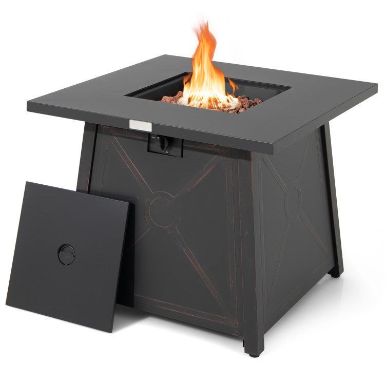 30 Inch Square Propane Gas Fire Table with Waterproof Cover