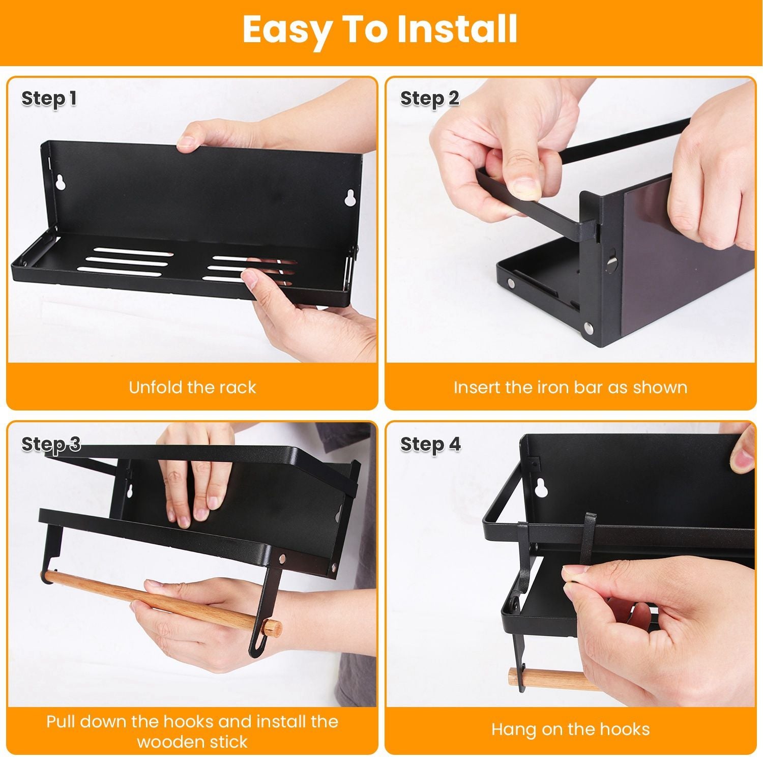 2Pcs Magnetic Spice Racks for Refrigerator With Paper Towel Holder Hooks Kitchen Space-Saving Foldable Fridge Magnet Organizer For Oven Microwave Washing Machine Cabinet