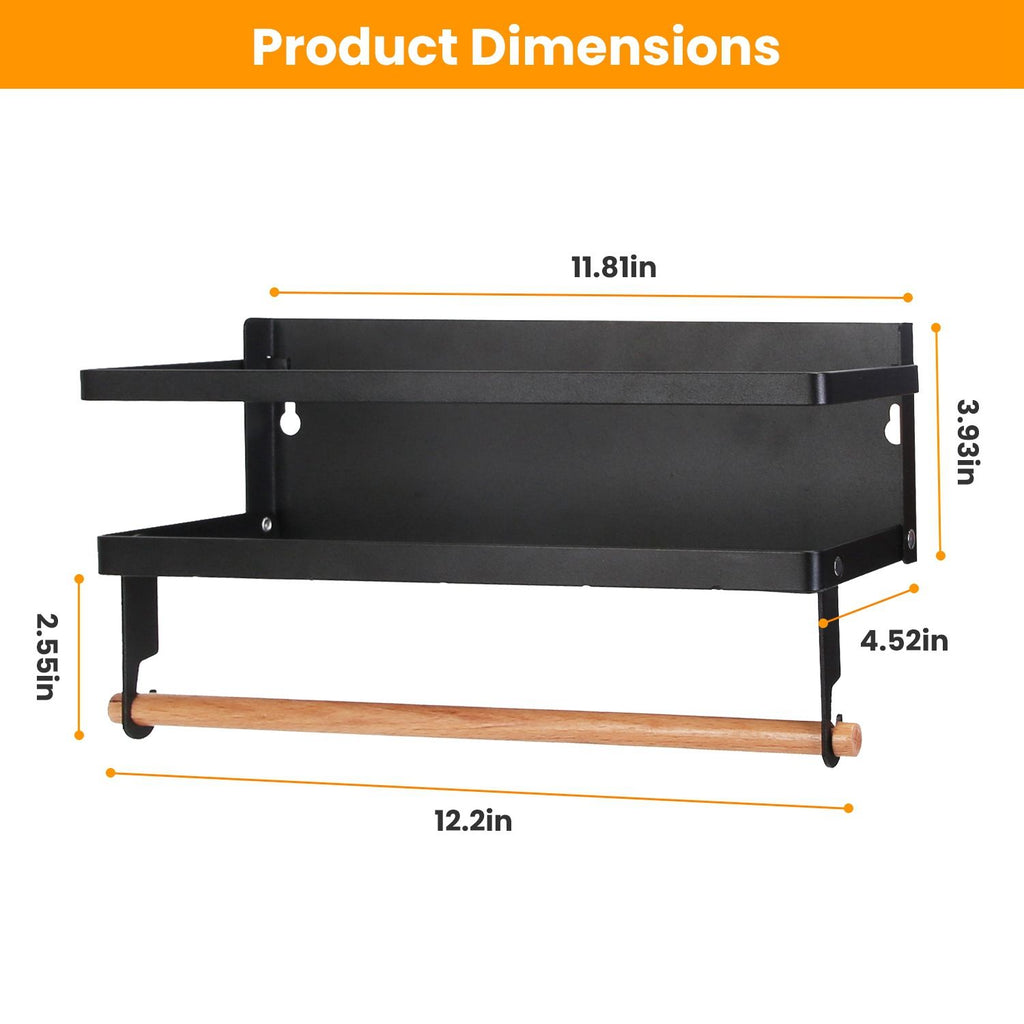 2Pcs Magnetic Spice Racks for Refrigerator With Paper Towel Holder Hooks Kitchen Space-Saving Foldable Fridge Magnet Organizer For Oven Microwave Washing Machine Cabinet
