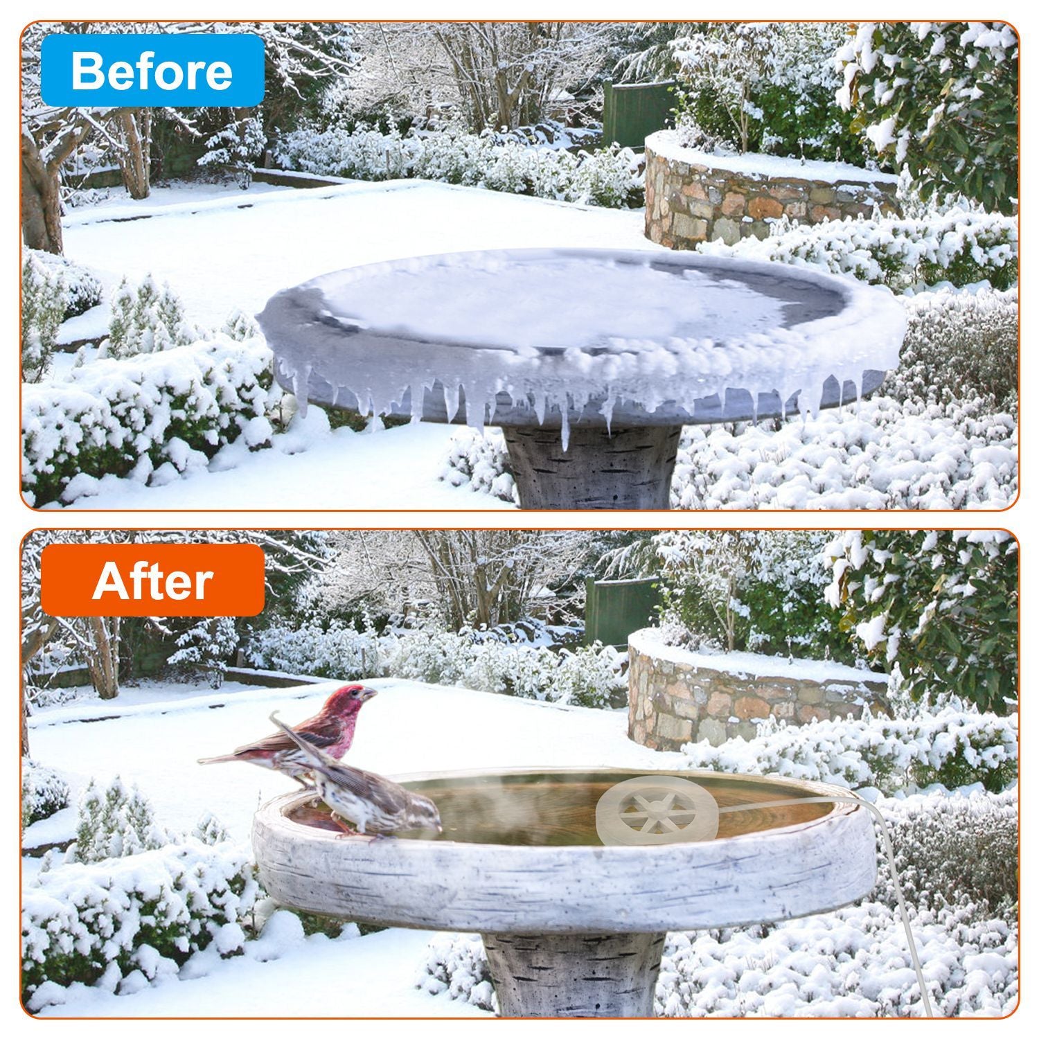 70W Bird Bath Heater for Outdoors Winter Heated Bird Bath Deicer Waterproof Aluminum Alloy Water Heater with Thermostat Auto Shutdown for Yard Patio Farm