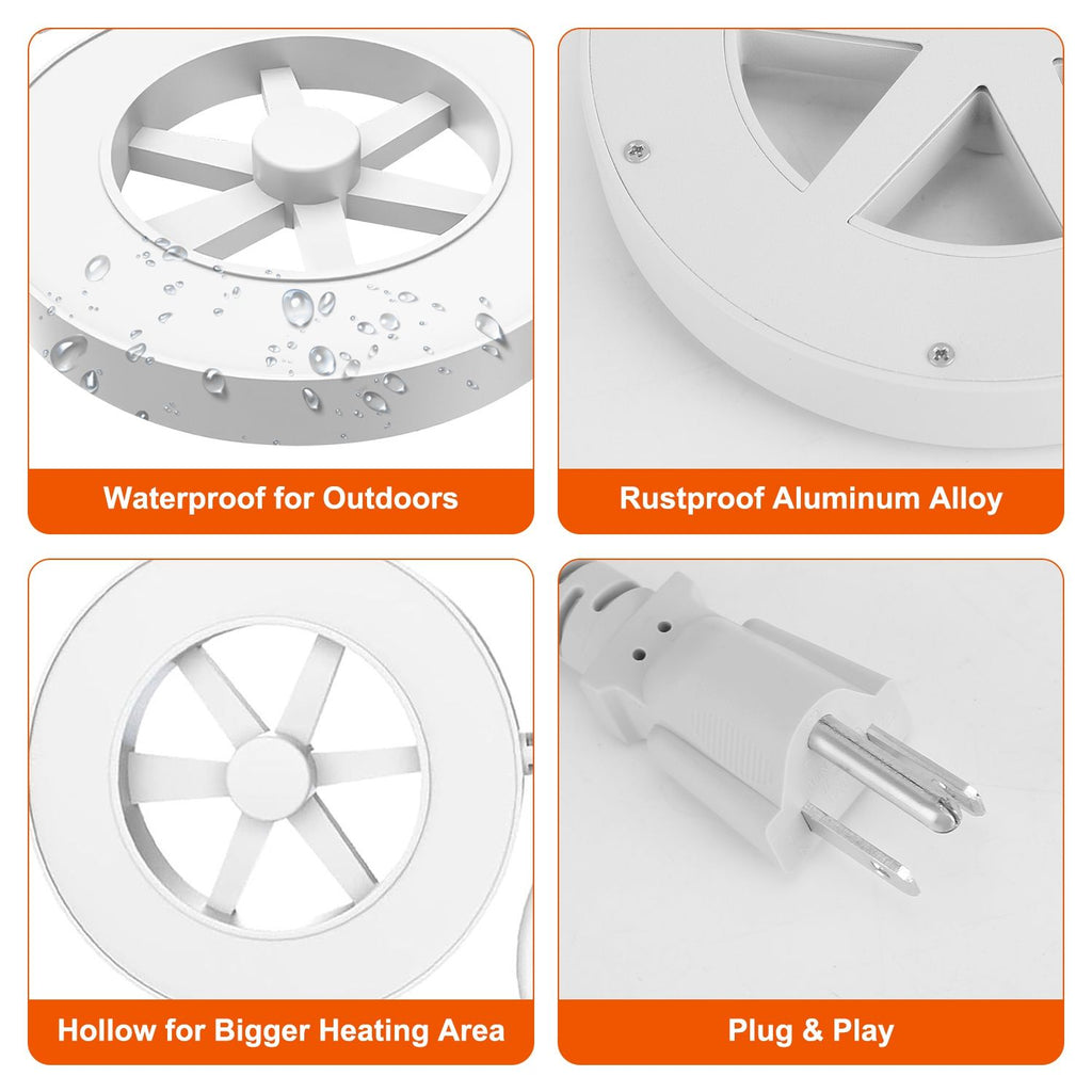 70W Bird Bath Heater for Outdoors Winter Heated Bird Bath Deicer Waterproof Aluminum Alloy Water Heater with Thermostat Auto Shutdown for Yard Patio Farm