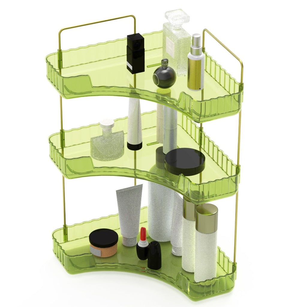 Bathroom Countertop Organizer 3 Tier Corner Makeup Storage Shelf Vanity Cosmetic Perfume Tray Clear Corner Rack for Bedroom Bathroom Kitchen