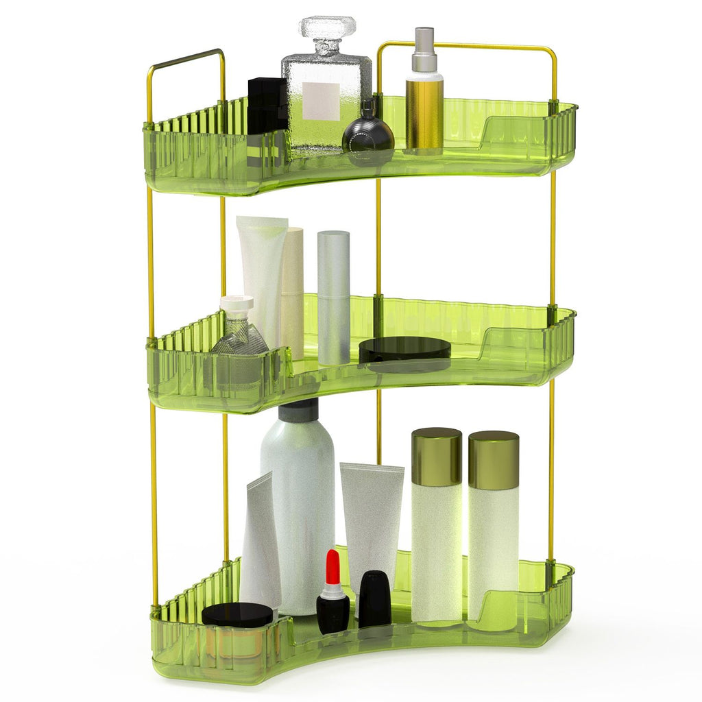 Bathroom Countertop Organizer 3 Tier Corner Makeup Storage Shelf Vanity Cosmetic Perfume Tray Clear Corner Rack for Bedroom Bathroom Kitchen