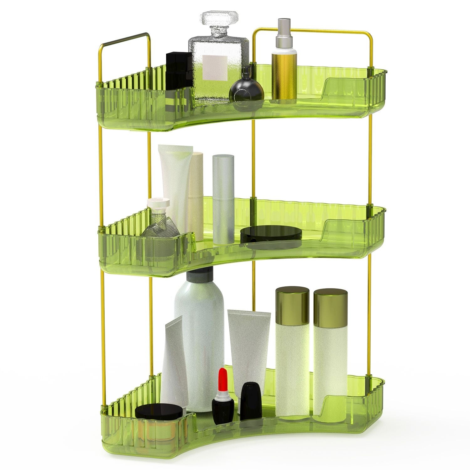 Bathroom Countertop Organizer 3 Tier Corner Makeup Storage Shelf Vanity Cosmetic Perfume Tray Clear Corner Rack for Bedroom Bathroom Kitchen