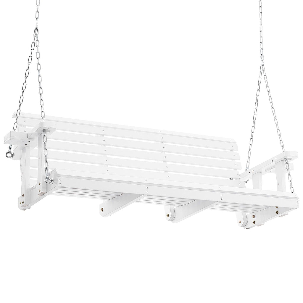 Wooden Porch Swing 5.5 ft, Patio bench swing for Courtyard & Garden, Upgraded 880 lbs Strong Load Capacity, Heavy Duty Swing Chair Bench with Hanging Chains for Outdoors, White