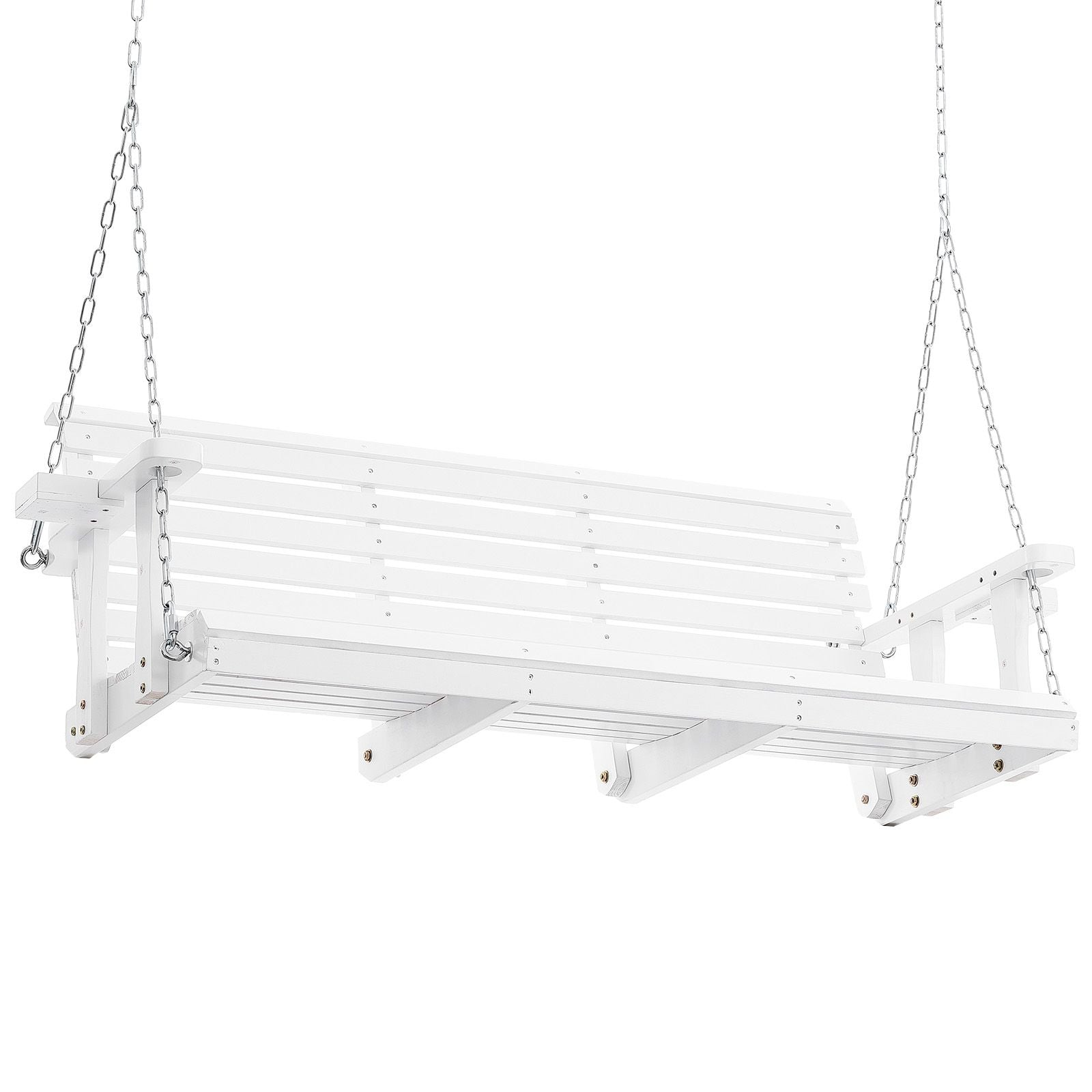 Wooden Porch Swing 5.5 ft, Patio bench swing for Courtyard & Garden, Upgraded 880 lbs Strong Load Capacity, Heavy Duty Swing Chair Bench with Hanging Chains for Outdoors, White