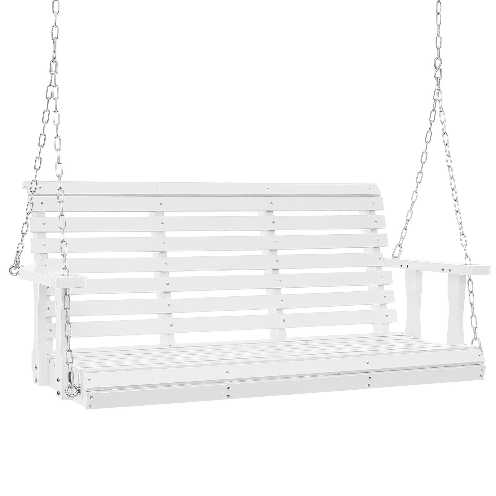 Wooden Porch Swing 4.5 ft, Patio bench swing for Courtyard & Garden, Upgraded 880 lbs Strong Load Capacity, Heavy Duty Swing Chair Bench with Hanging Chains for Outdoors, White