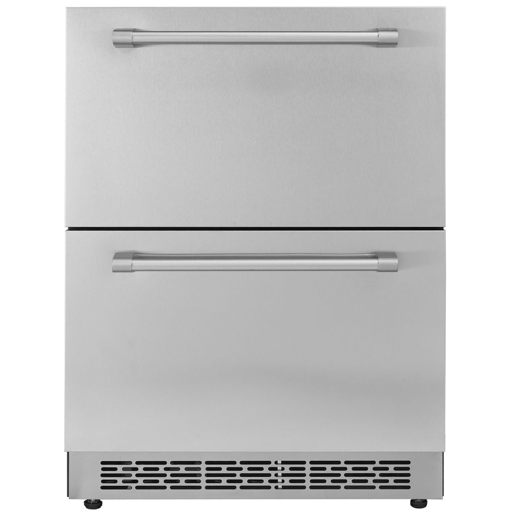 24" Undercounter Refrigerator, 2 Drawer Wine Refrigerator with Different Temperature, 4.87 Cu.ft. Capacity, Waterproof Indoor and Outdoor Under Counter Drawer Fridge for Home and Commercial Use