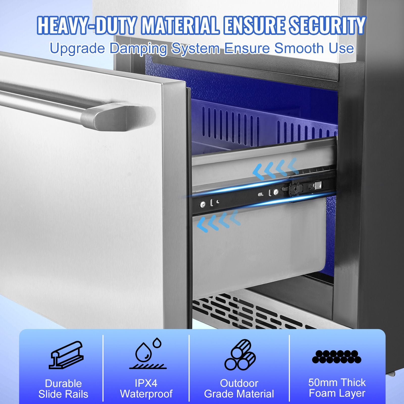 24" Undercounter Refrigerator, 2 Drawer Wine Refrigerator with Different Temperature, 4.87 Cu.ft. Capacity, Waterproof Indoor and Outdoor Under Counter Drawer Fridge for Home and Commercial Use