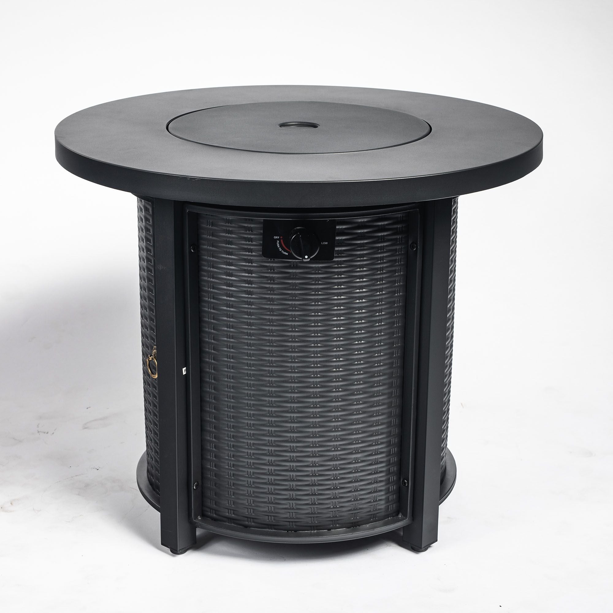 30" Propane Gas Fire Pit Table, 50000 BTU Round Steel Fire Pit for Outside Patio Deck Garden Courtyard-Black