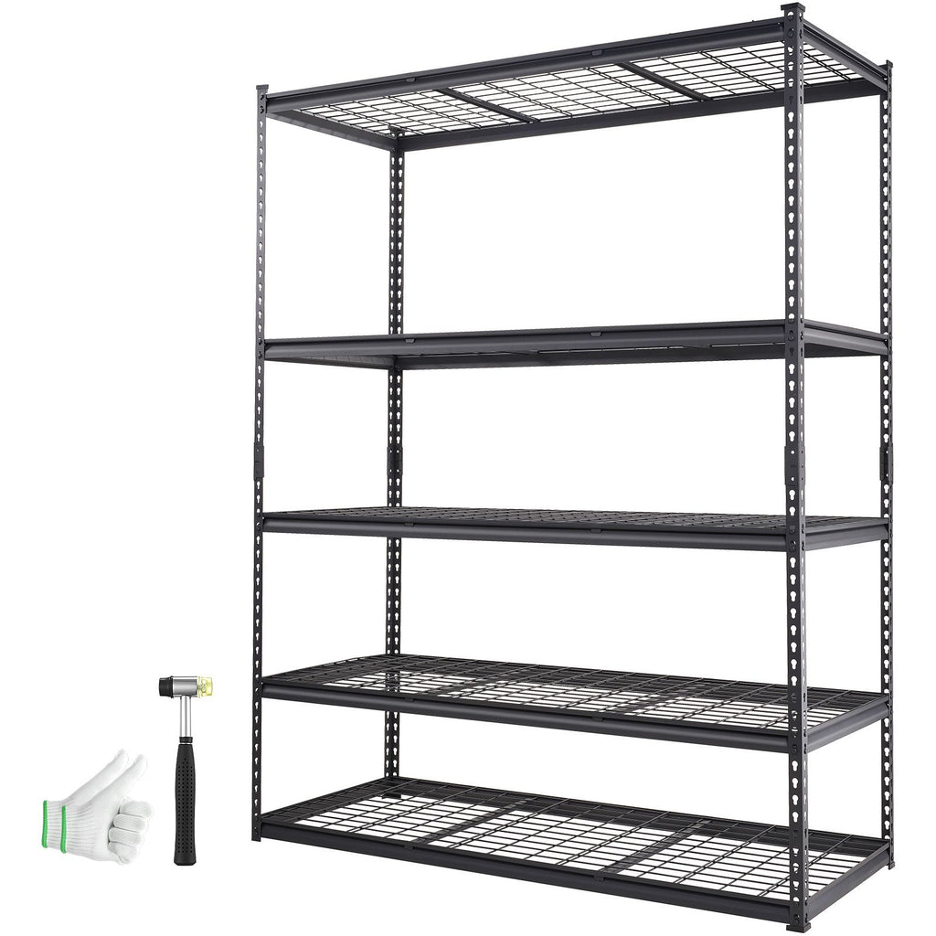 Storage Shelving Unit, 5-Tier Adjustable, 2000 lbs Capacity, Heavy Duty Garage Shelves Metal Organizer Wire Rack, Black, 60" L x 24" W x 78" H for Kitchen Pantry Basement Bathroom Laundry Closet
