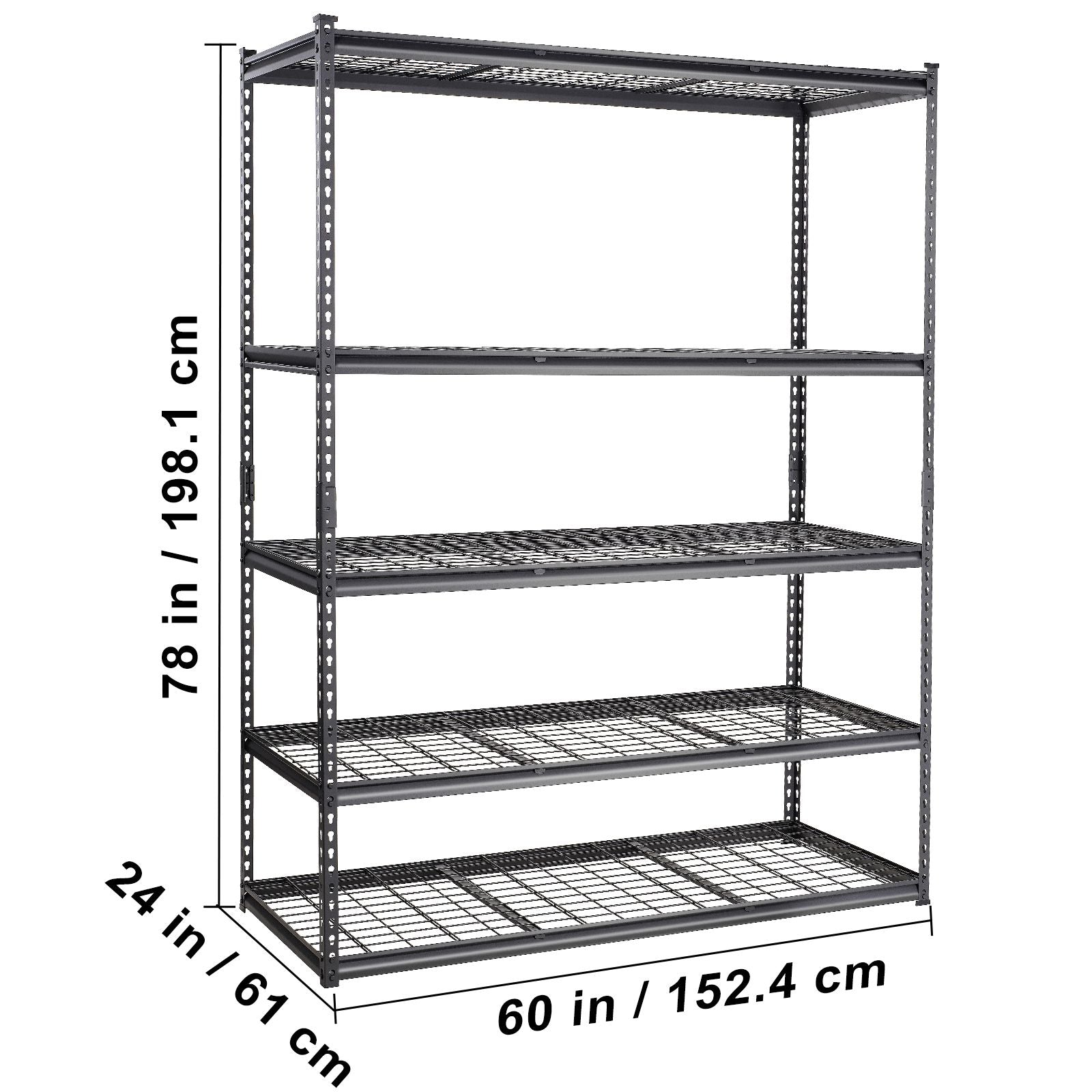 Storage Shelving Unit, 5-Tier Adjustable, 2000 lbs Capacity, Heavy Duty Garage Shelves Metal Organizer Wire Rack, Black, 60" L x 24" W x 78" H for Kitchen Pantry Basement Bathroom Laundry Closet