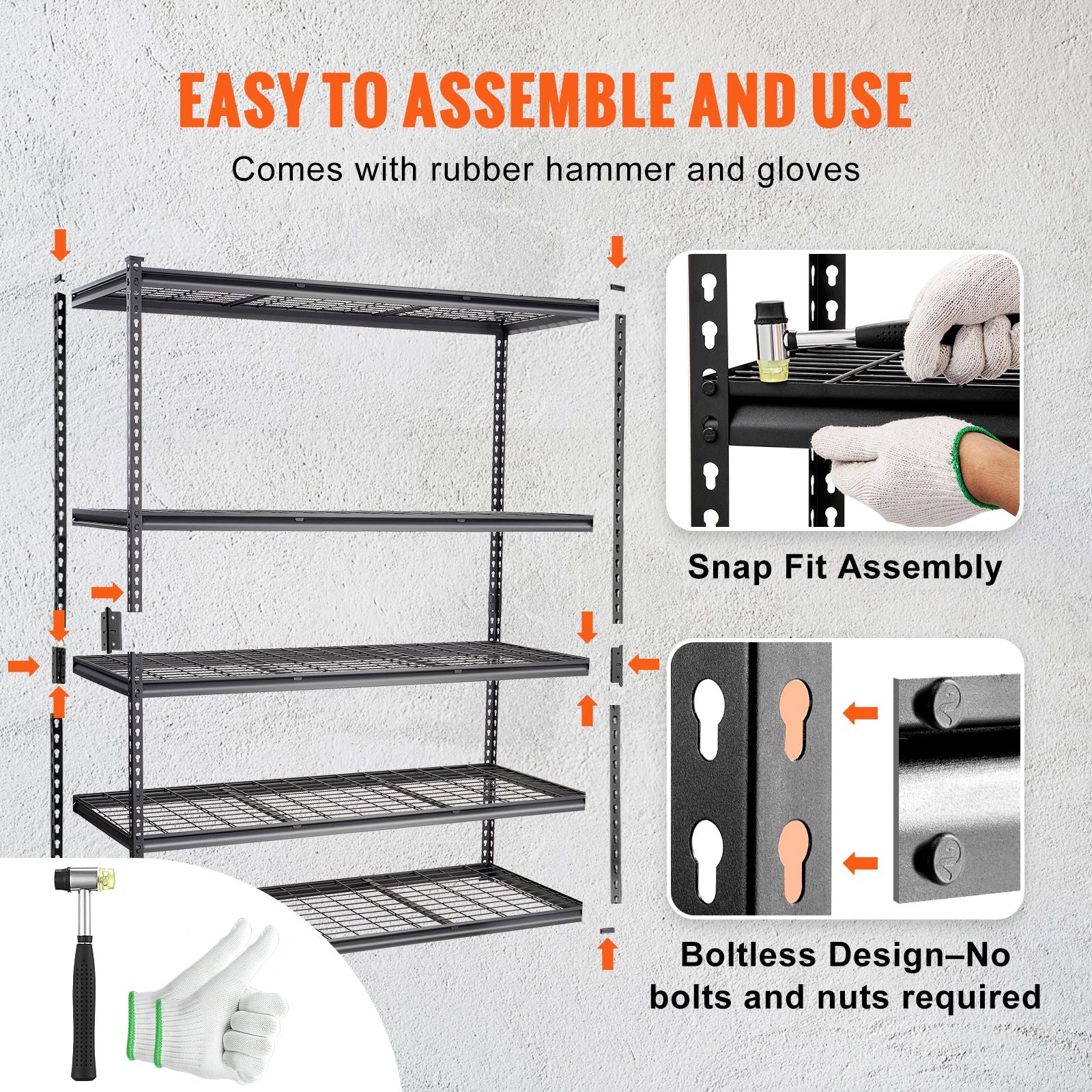 Storage Shelving Unit, 5-Tier Adjustable, 2000 lbs Capacity, Heavy Duty Garage Shelves Metal Organizer Wire Rack, Black, 60" L x 24" W x 78" H for Kitchen Pantry Basement Bathroom Laundry Closet