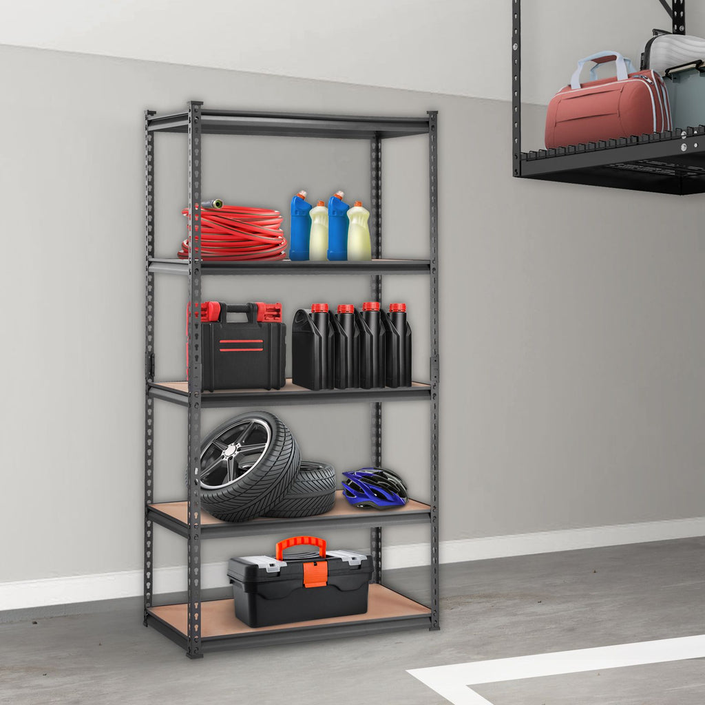 Storage Shelving Unit, 5-Tier Adjustable, 2000 lbs Capacity, Heavy Duty Garage Shelves Metal Organizer Utility Rack, Black, 35" L x 18" W x 71" H for Kitchen Pantry Basement Bathroom Laundry