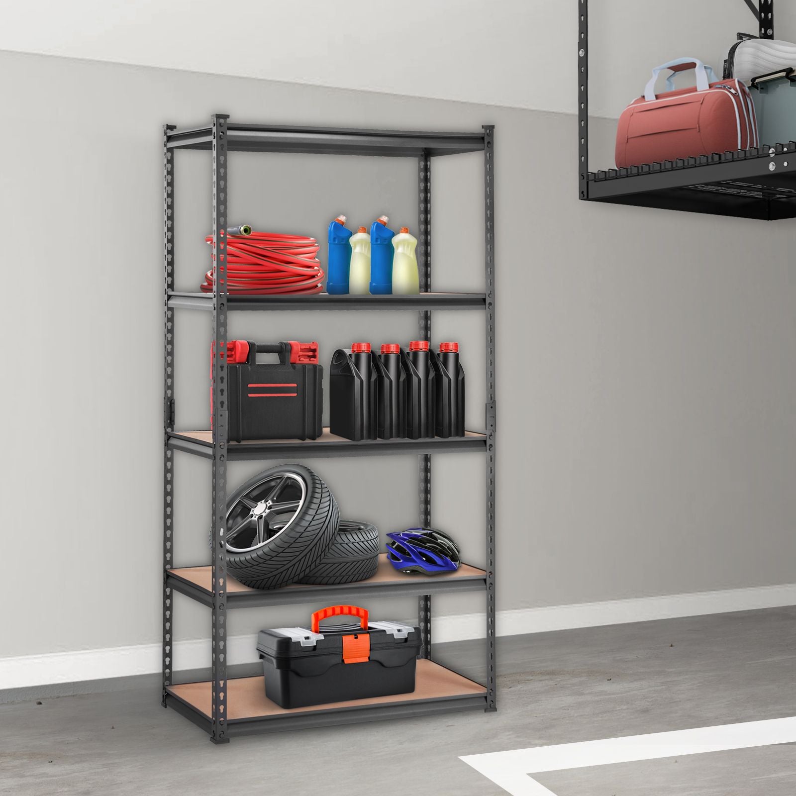 Storage Shelving Unit, 5-Tier Adjustable, 2000 lbs Capacity, Heavy Duty Garage Shelves Metal Organizer Utility Rack, Black, 35" L x 18" W x 71" H for Kitchen Pantry Basement Bathroom Laundry