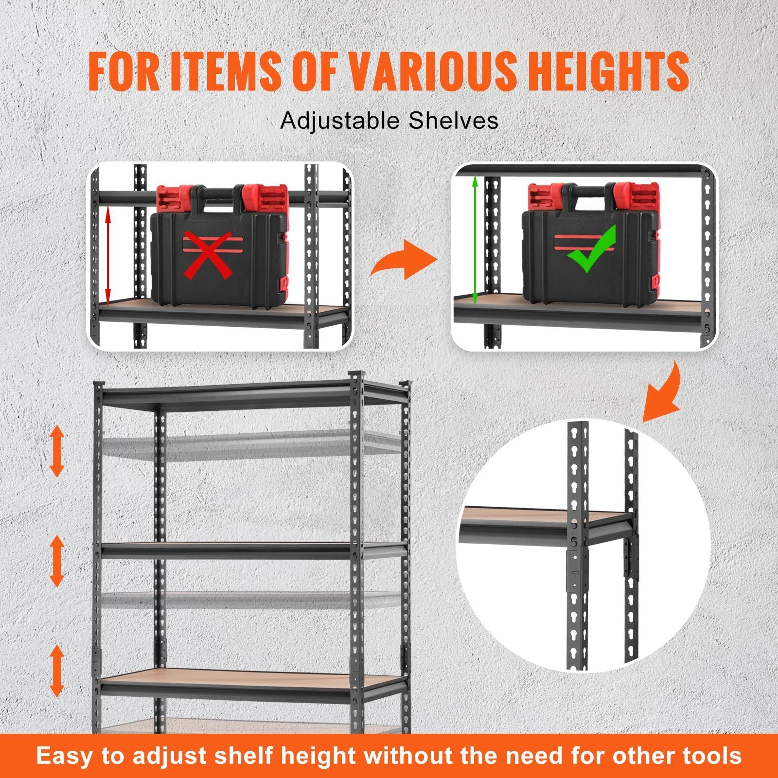 Storage Shelving Unit, 5-Tier Adjustable, 2000 lbs Capacity, Heavy Duty Garage Shelves Metal Organizer Utility Rack, Black, 35" L x 18" W x 71" H for Kitchen Pantry Basement Bathroom Laundry
