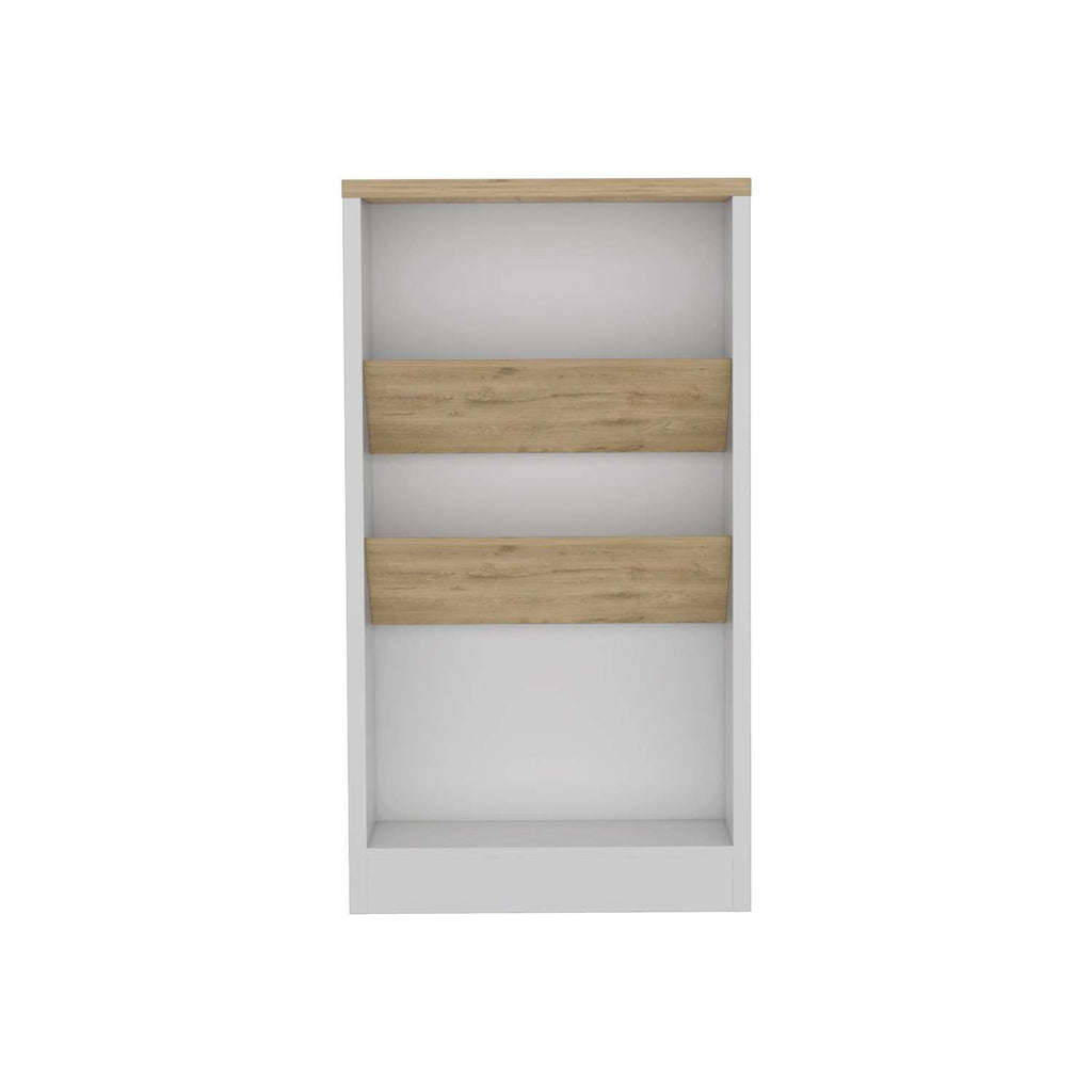 Kitchen Island 41" H, 2 Bottle Organizer and Shelf, White / Macadamia