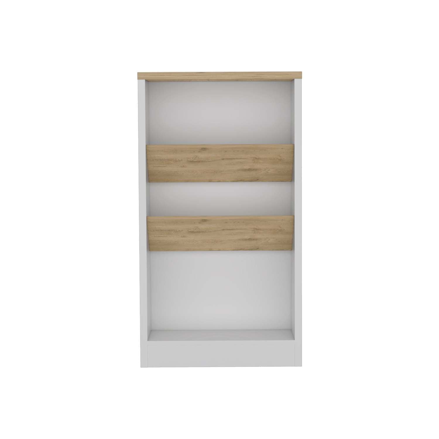 Kitchen Island 41" H, 2 Bottle Organizer and Shelf, White / Macadamia