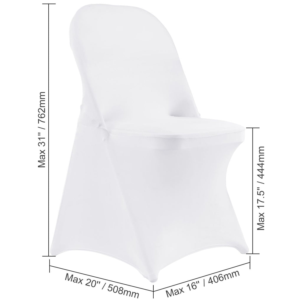 White Stretch Spandex Chair Covers - 30 PCS, Folding Kitchen Chairs Cover, Universal Washable Slipcovers Protector, Removable Chair Seat Covers, for Wedding Party Dining Room Banquet Event