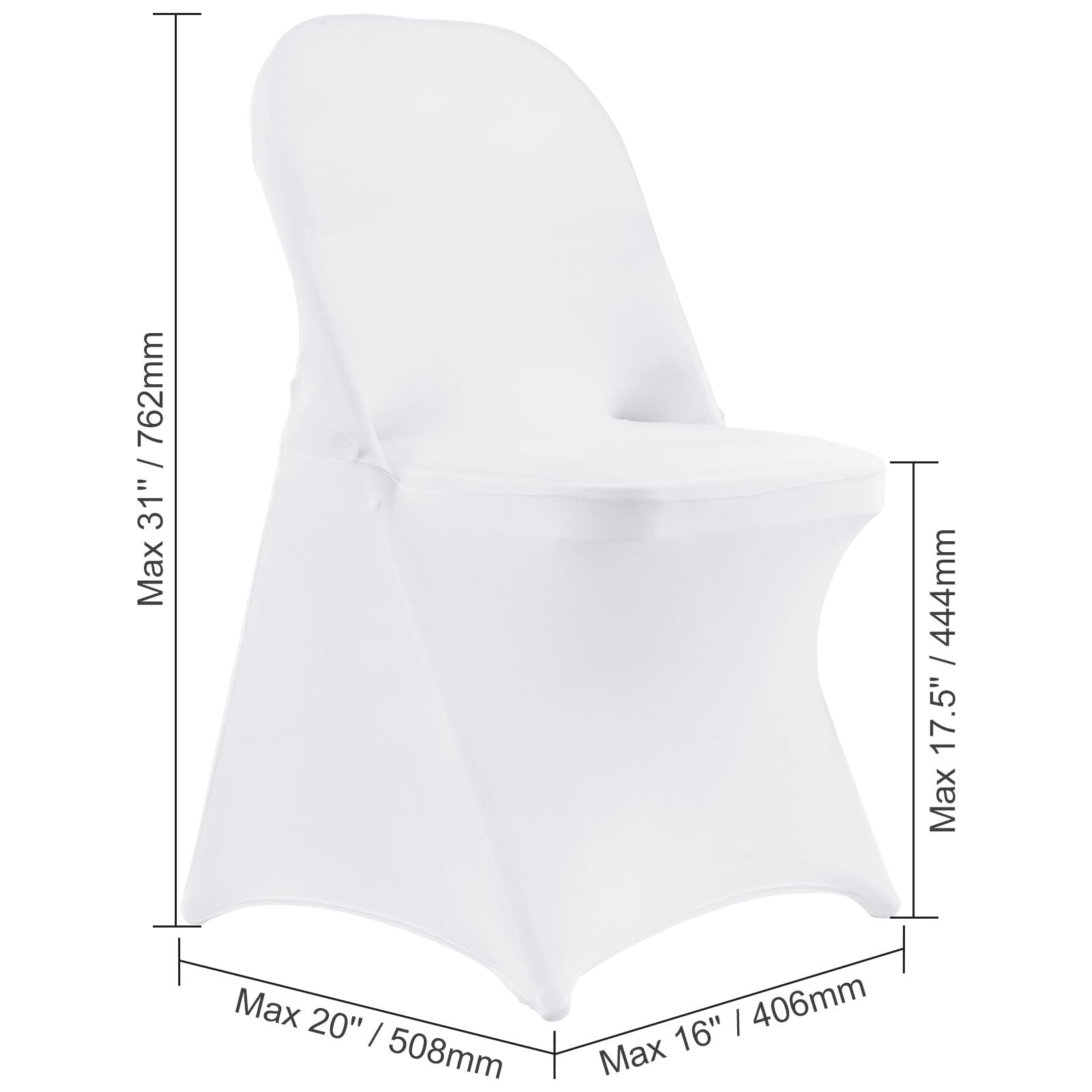 White Stretch Spandex Chair Covers - 30 PCS, Folding Kitchen Chairs Cover, Universal Washable Slipcovers Protector, Removable Chair Seat Covers, for Wedding Party Dining Room Banquet Event