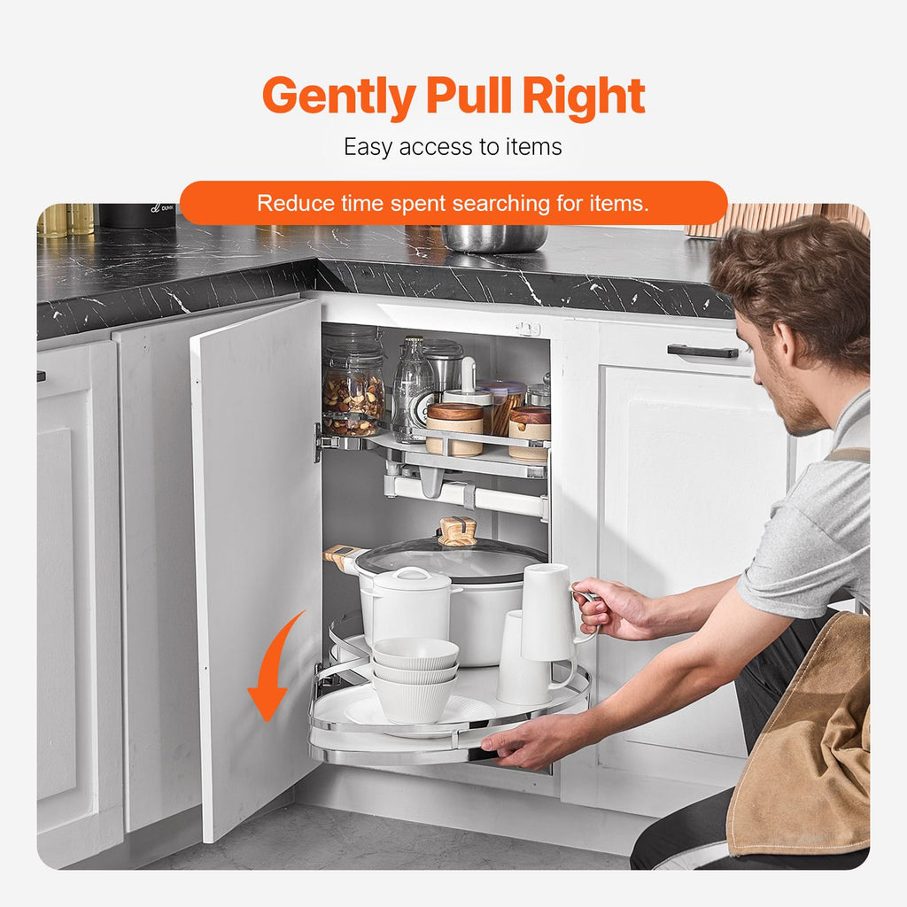 Swing Right Blind Corner Cabinet, Pull Out Organizer for 36 inch Width Blind Cabinet, 2 Tier Height Adjustable Swing Tray, Soft Close Kitchen Cloud Blind Organizer, Right Open