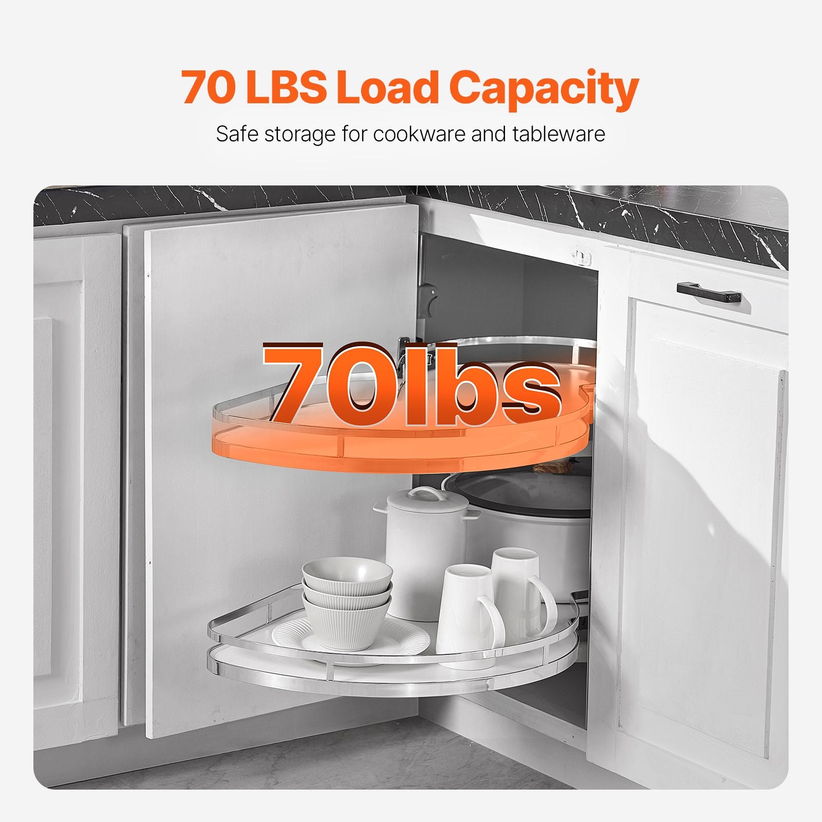 Swing Right Blind Corner Cabinet, Pull Out Organizer for 36 inch Width Blind Cabinet, 2 Tier Height Adjustable Swing Tray, Soft Close Kitchen Cloud Blind Organizer, Right Open
