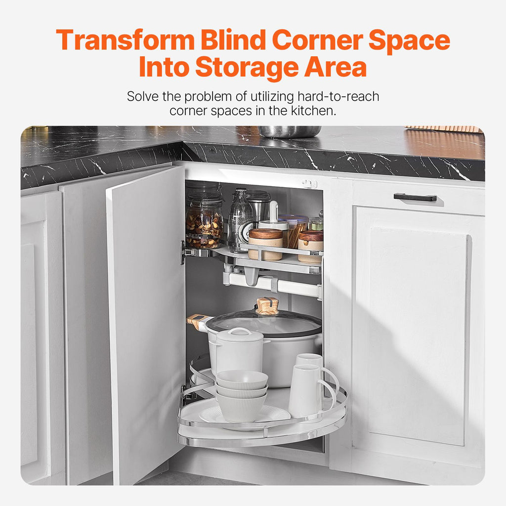 Swing Right Blind Corner Cabinet, Pull Out Organizer for 36 inch Width Blind Cabinet, 2 Tier Height Adjustable Swing Tray, Soft Close Kitchen Cloud Blind Organizer, Right Open