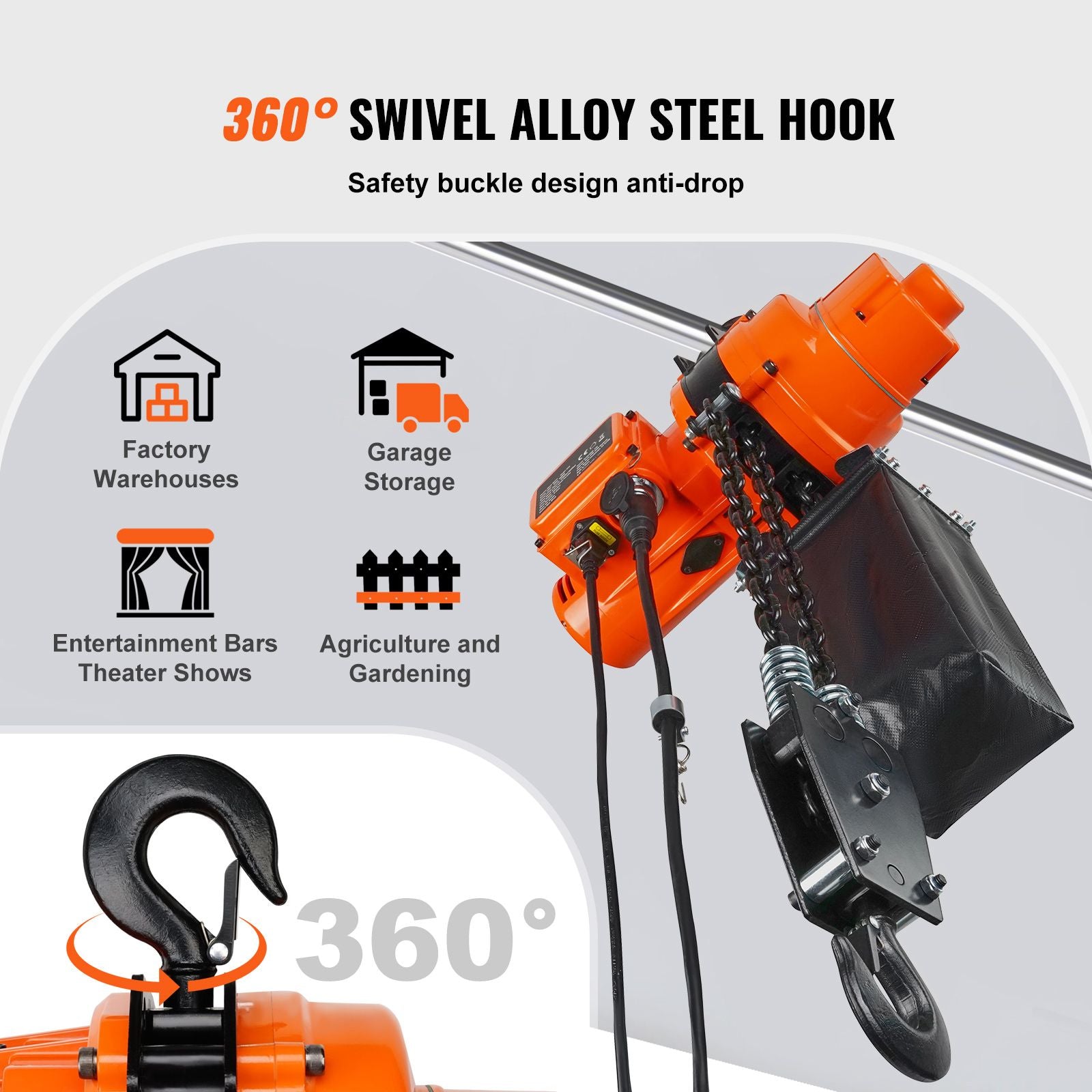 Electric Chain Hoist, 2200 lbs Load, 20 ft Lifting Height, 6.9 ft/min Speed, 120V, Single Phase Overhead Crane with Chain, 328 ft Wireless & 15 ft Wired Remote Control for Garage, Shop, and Home
