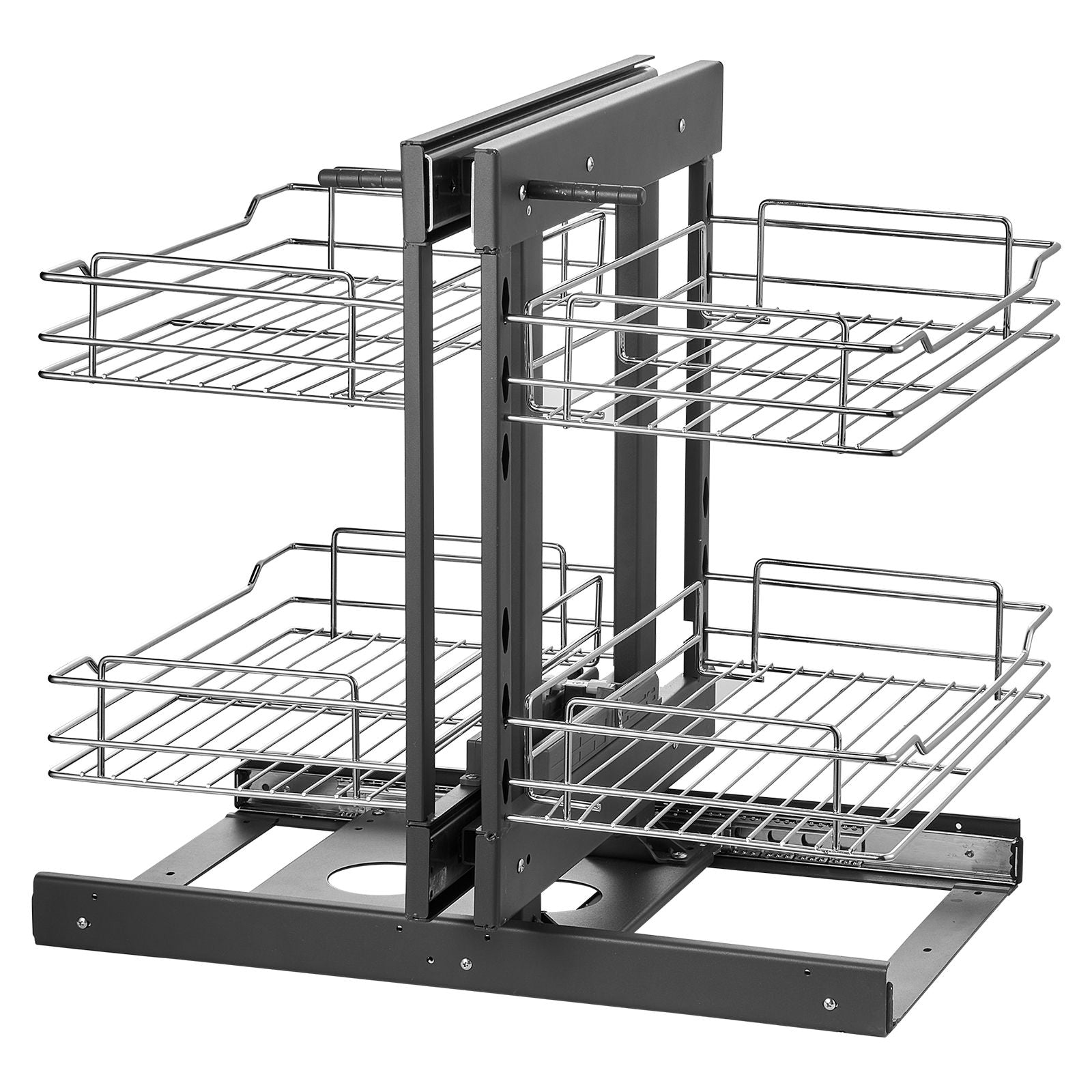 Min 15"W Opening Blind Corner Pull Out Organizer, 2 Tier 4 Shelf Kitchen Cabinet Organizer, Chrome Carbon Steel Storage Basket, Slide Out Storage Organizer, Left & Right Open Compatible