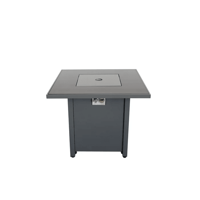 30" Powder-Coated Metal Fire Pit with Smoked Glass Surface