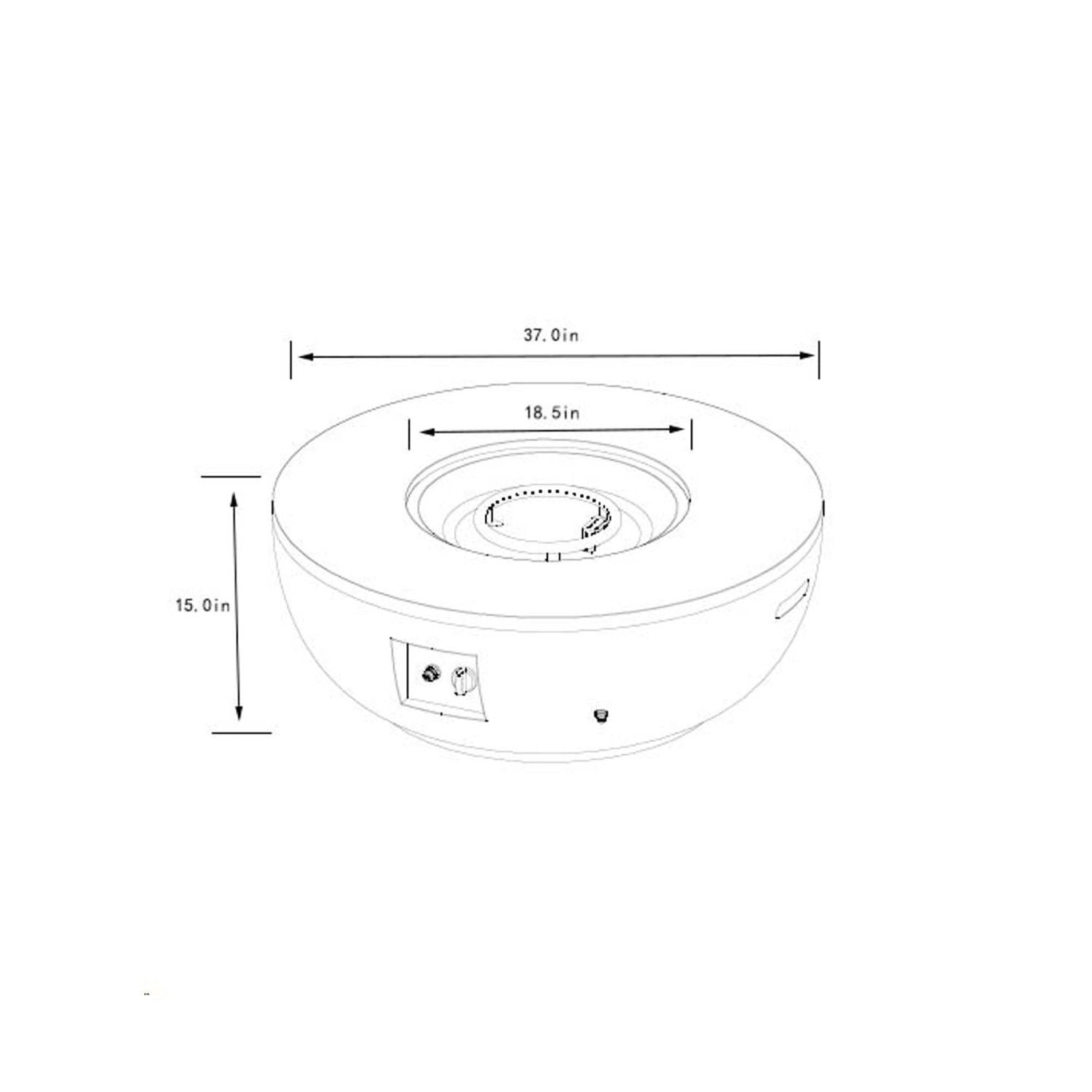36" Propane Gas Fire Pit Table 2-Pieces, 50000 BTU Round Steel Fire Pit with Tank Holder for Outside Patio Deck Garden Backyard- Grey