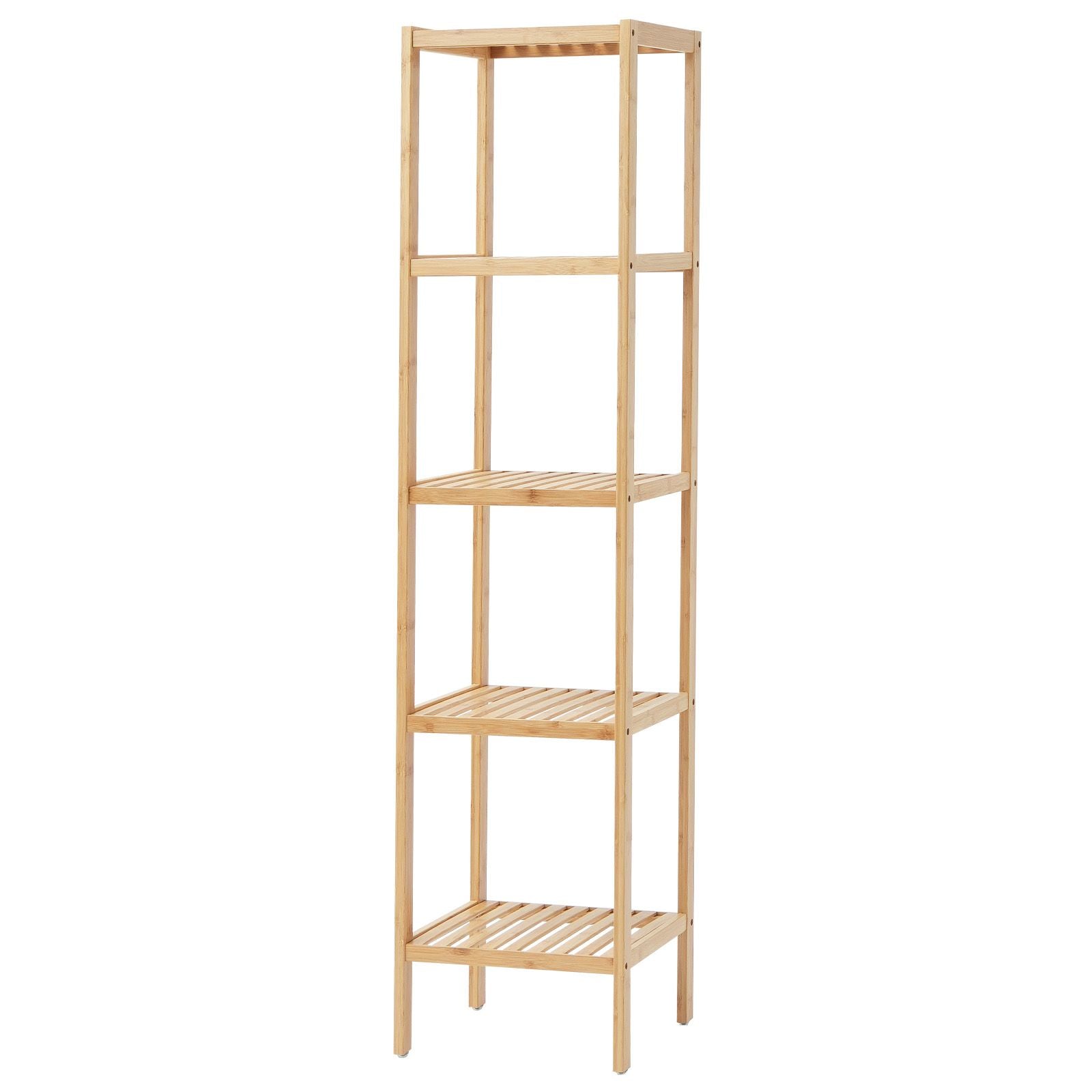 5-Tier Bathroom Standing Shelf, Narrow Shelving Unit, Display Storage Rack Organizer, Freestanding Flower Plant Stand, Multifunctional Bamboo Shelf Ideal for BathRoom, Kitchen, Home, Natural