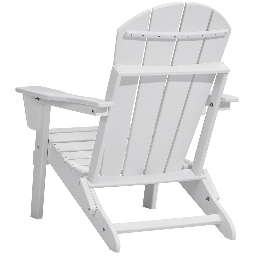 Adirondack Chair Plastic, Set of 2 All-Weather Portable Folding Fire Pit Chair, Outdoor Adirondack Patio Chair with Cup Holder, with Relaxing Arm Rest Ergonomic, for Garden, Backyard - White