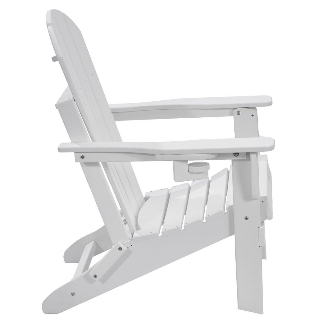 Adirondack Chair Plastic, Set of 2 All-Weather Portable Folding Fire Pit Chair, Outdoor Adirondack Patio Chair with Cup Holder, with Relaxing Arm Rest Ergonomic, for Garden, Backyard - White