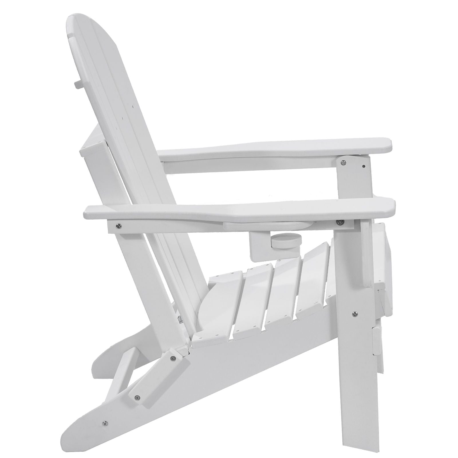 Adirondack Chair Plastic, Set of 2 All-Weather Portable Folding Fire Pit Chair, Outdoor Adirondack Patio Chair with Cup Holder, with Relaxing Arm Rest Ergonomic, for Garden, Backyard - White