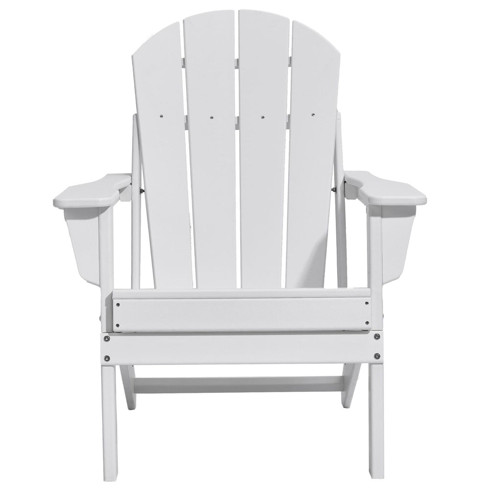 Adirondack Chair Plastic, Set of 2 All-Weather Portable Folding Fire Pit Chair, Outdoor Adirondack Patio Chair with Cup Holder, with Relaxing Arm Rest Ergonomic, for Garden, Backyard - White