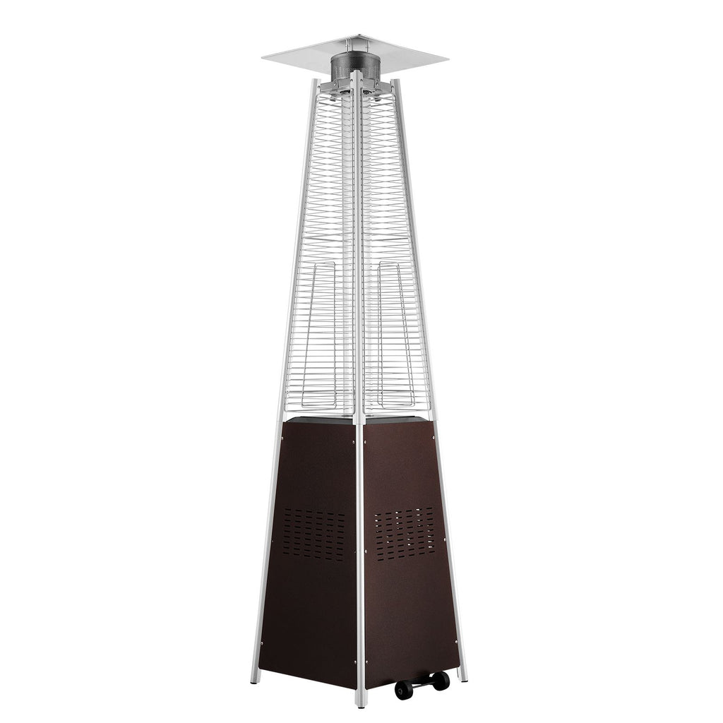 Patio Heater for Outdoor Use, 48000BTU Pyramid Propane Heater w/Wheels, Quartz Glass Tube Outdoor Patio Flame Heater for Patio, Party, Backyard, Garden, Decoration, Hammered Bronze